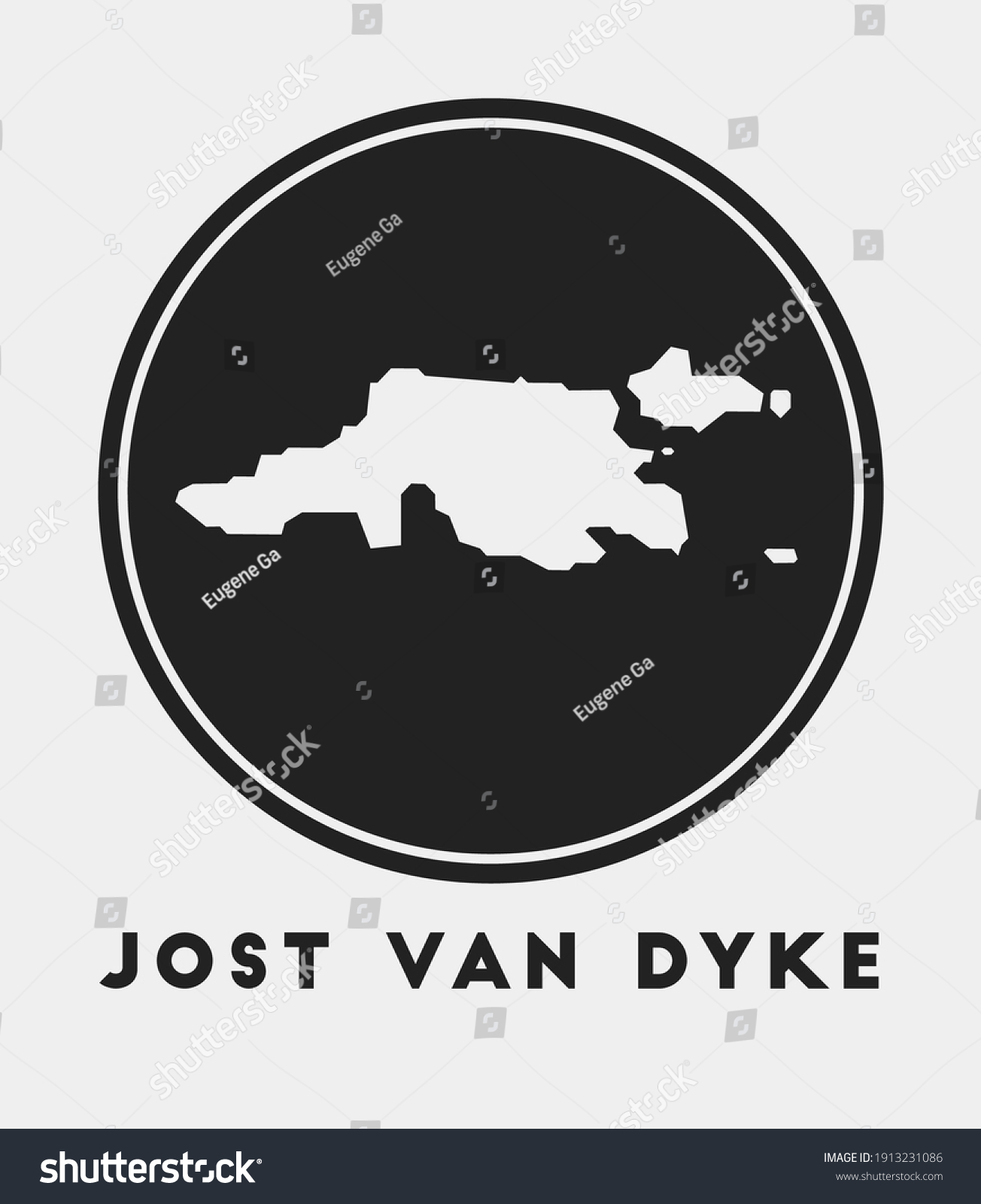 Jost Van Dyke icon. Round logo with island map - Royalty Free Stock ...