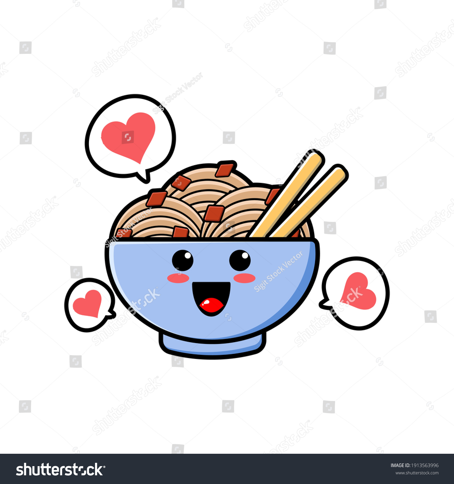 cute noodles cartoon mascot character funny - Royalty Free Stock Vector ...