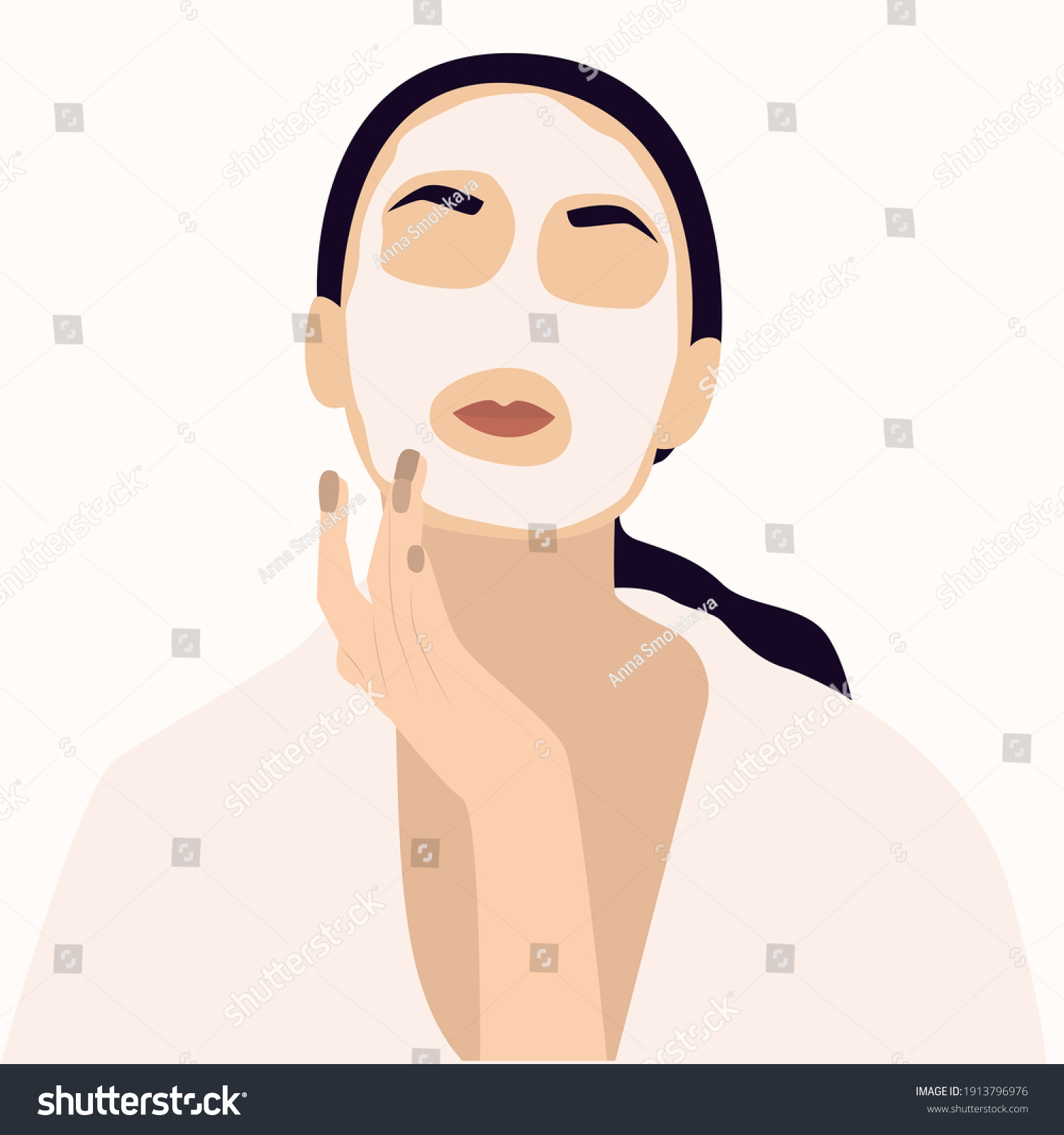 Female face and beauty cosmetic mask. Young - Royalty Free Stock Vector ...