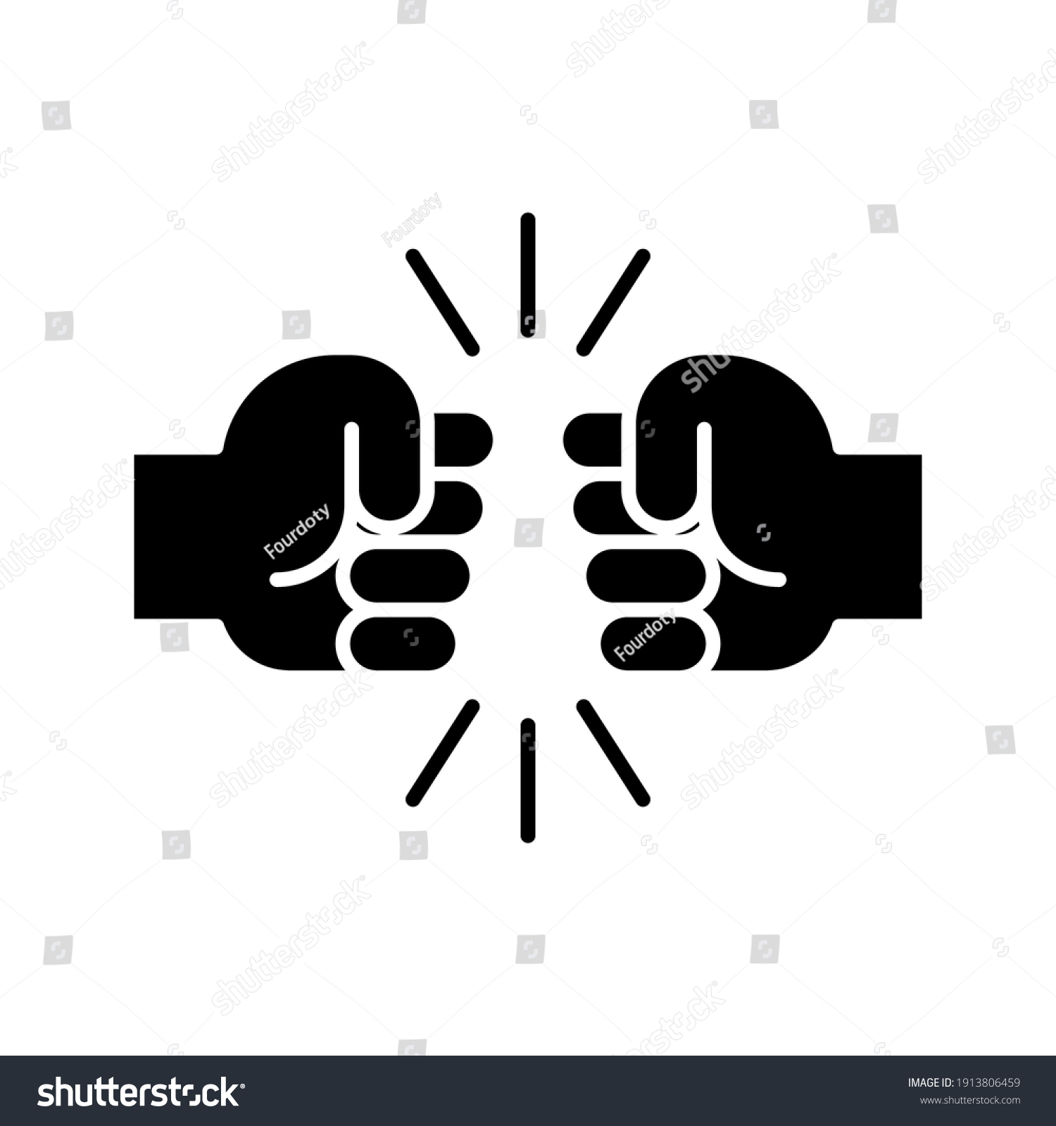 Fist bump glyph icon. Bro fist bump or power - Royalty Free Stock ...