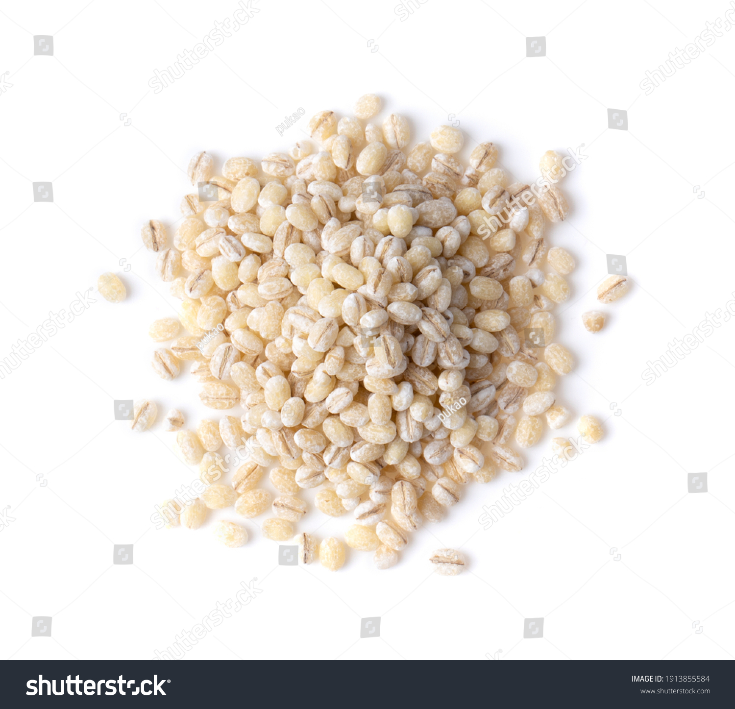 pile of pearl barley isolated on white background #1913855584