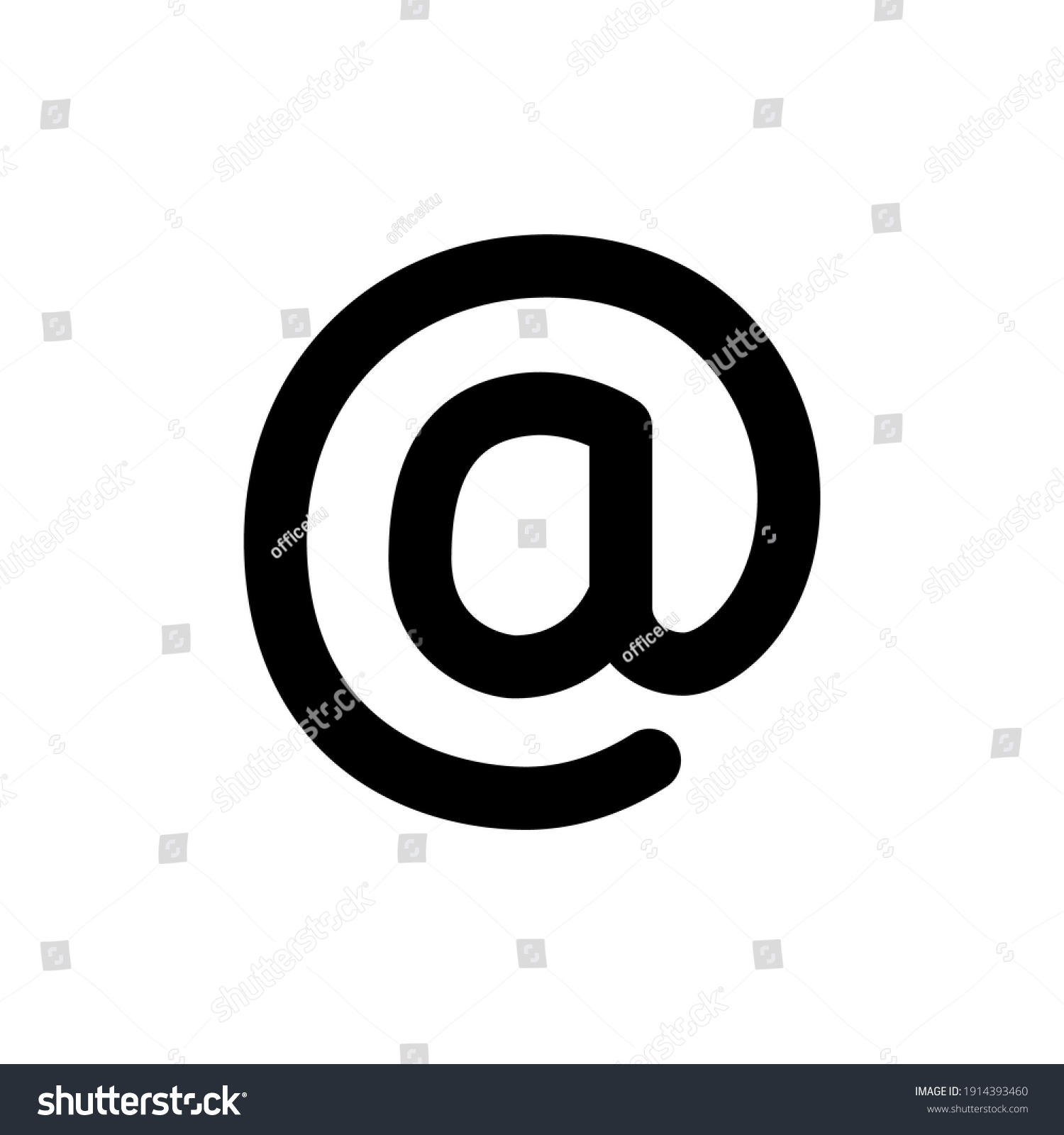at sign icon. Email adress sign icon in solid black flat shape glyph icon, isolated on white background  #1914393460