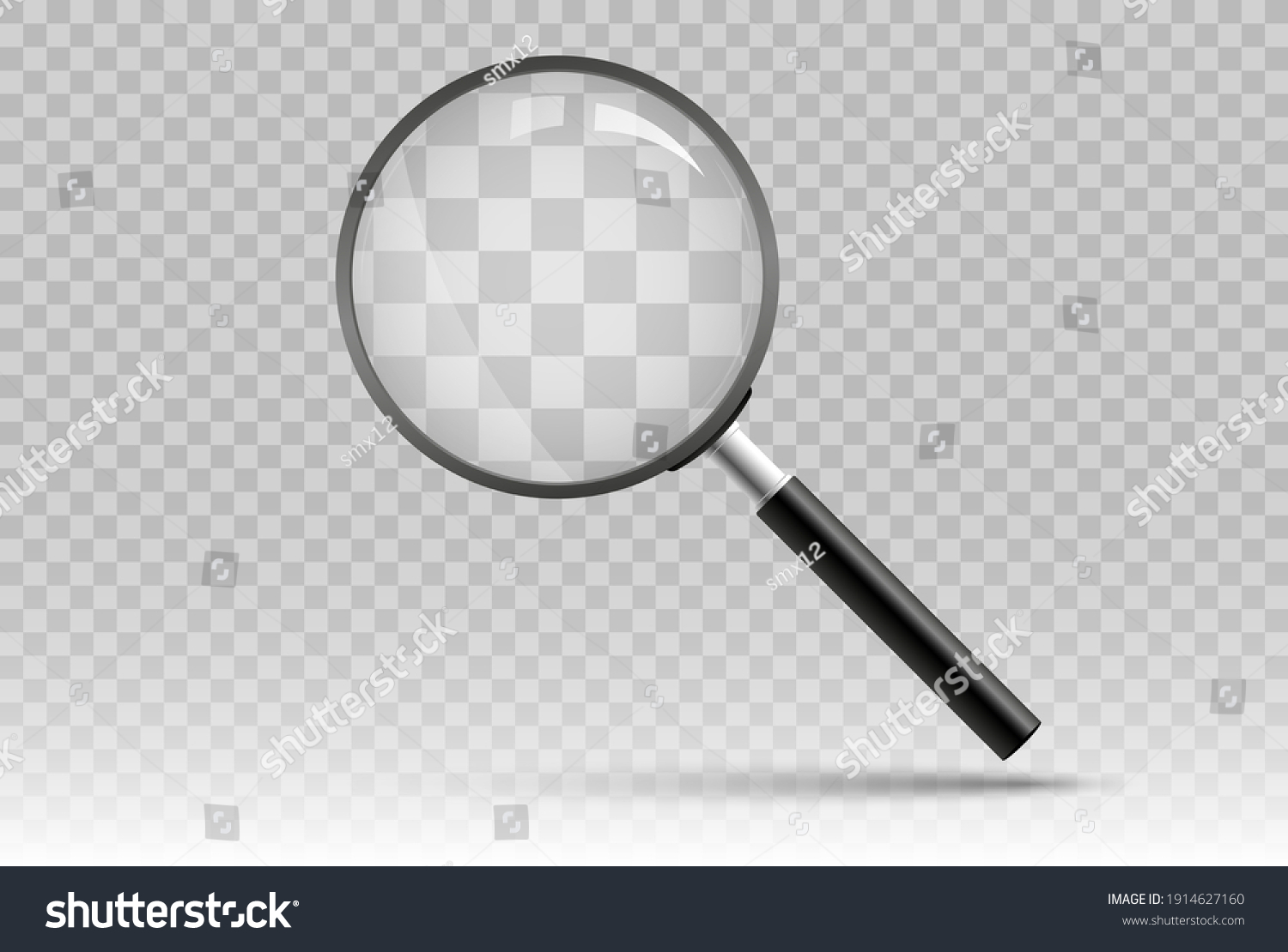 Search icon vector. Magnifying glass with Transparent Background. Magnifier, big tool instrument. Magnifier loupe search. Business Analysis symbol #1914627160