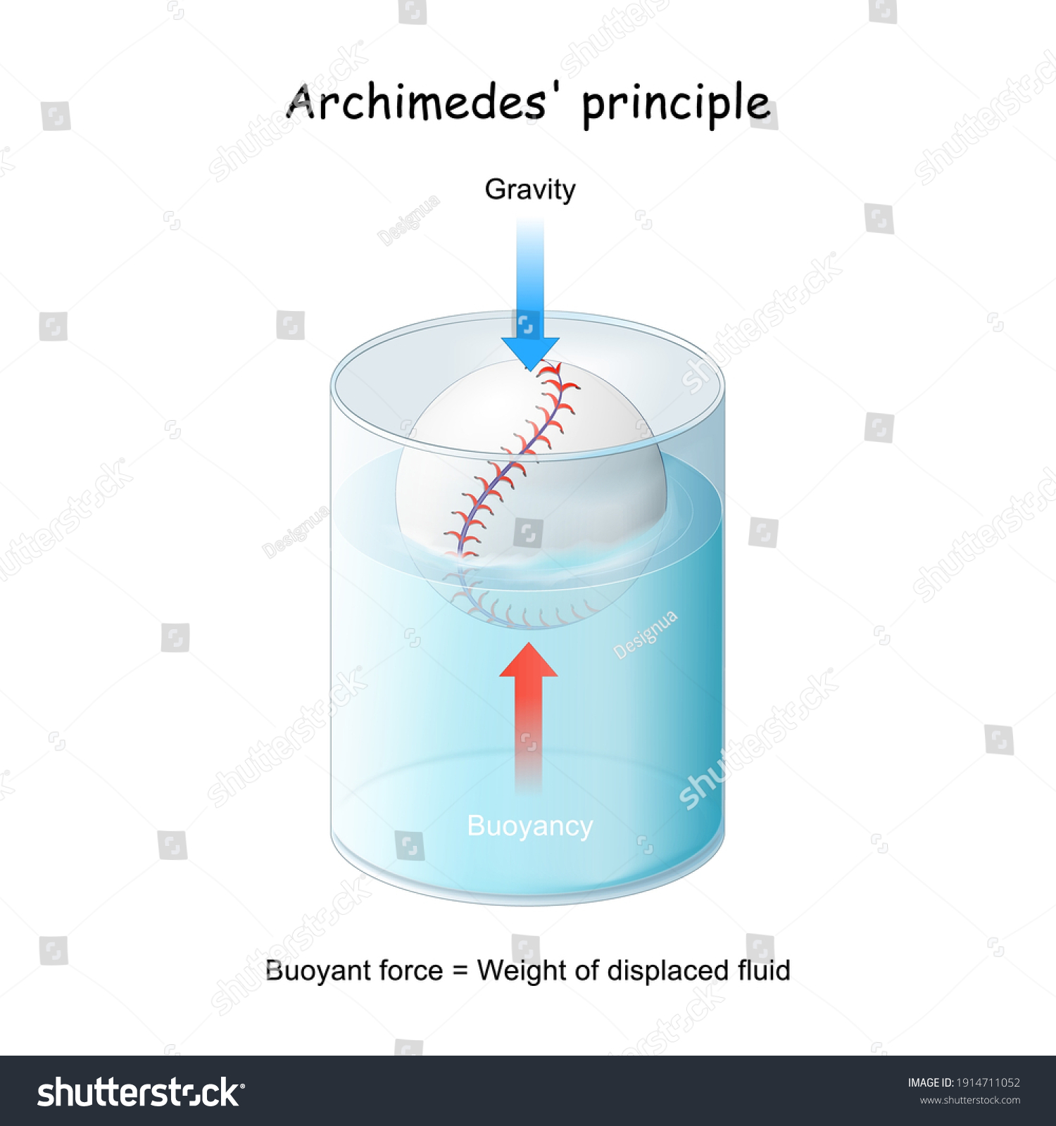 Buoyancy and Archimedes' principle. ball - Royalty Free Stock Vector ...