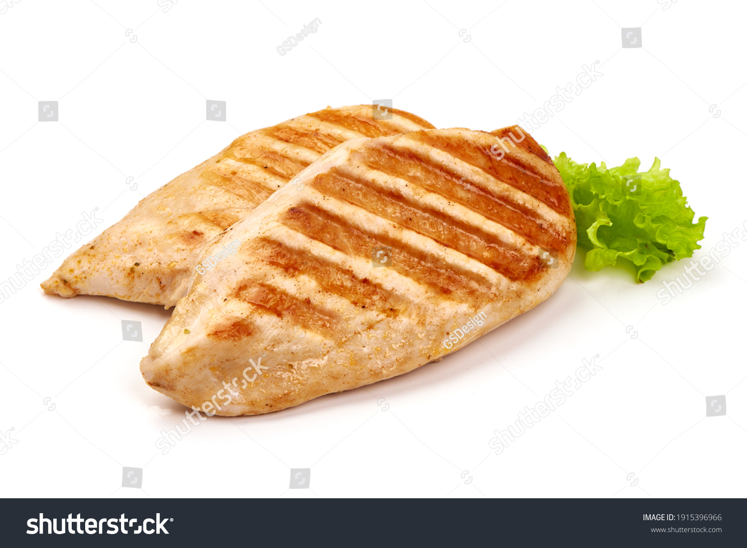 Chicken breast, grilled meat, isolated on white background. #1915396966