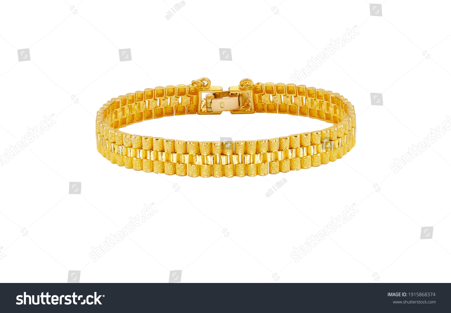 A bangle bracelet isolated on the white background.Gold bracelet #1915868374