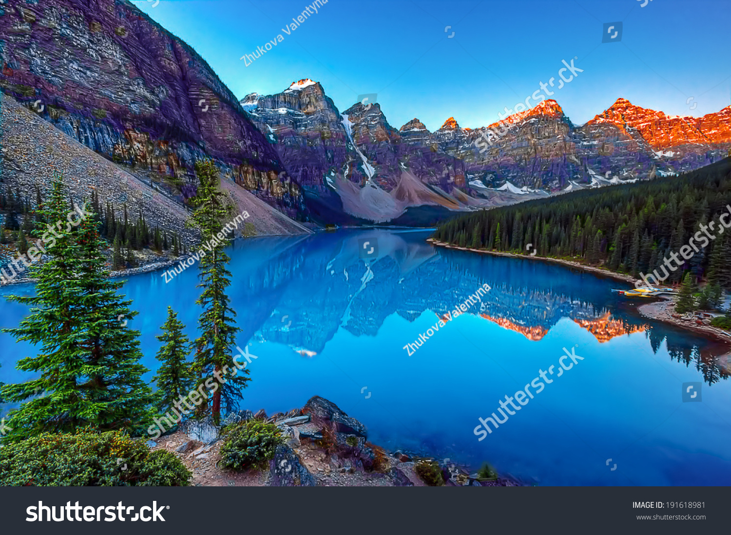  Moraine lake in Banff National Park, Canada,  Valley of the Ten Peaks #191618981