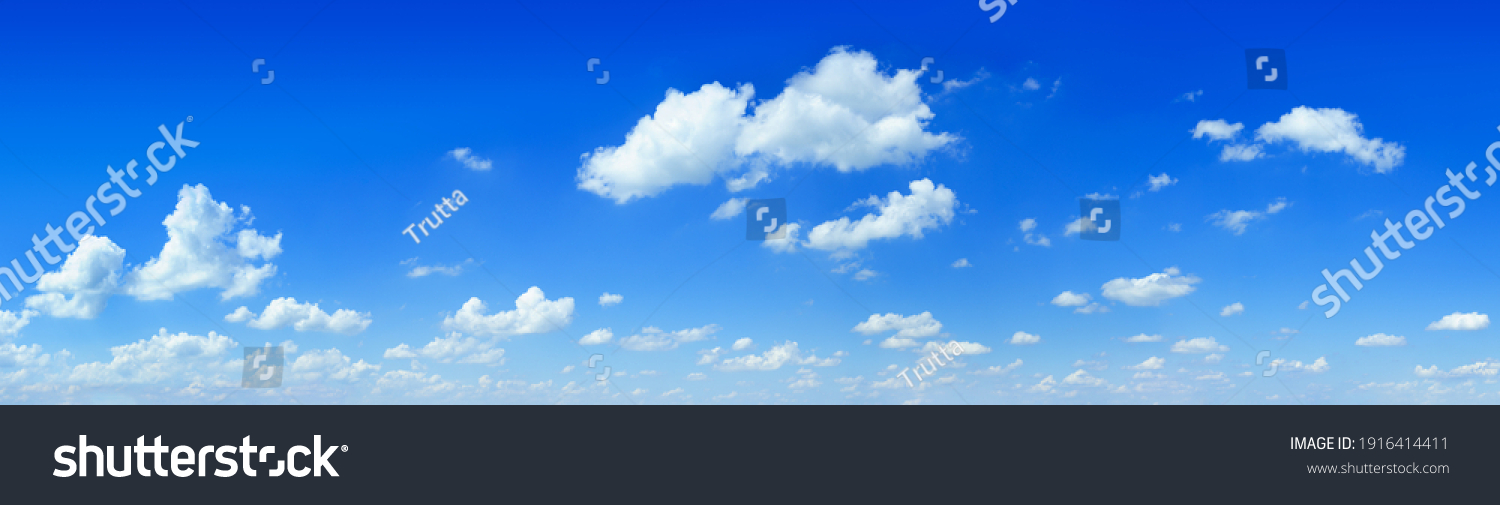 Cloudscape - Blue sky and white clouds, wide panorama #1916414411