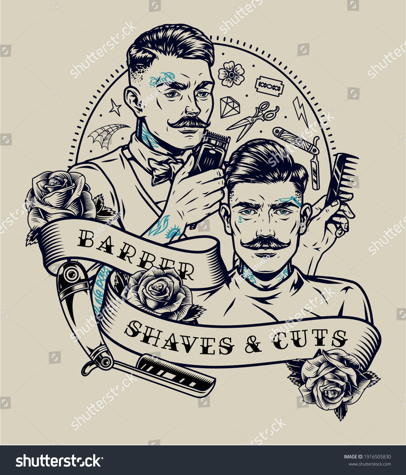 vintage monochrome label with Royalty Free Stock Vector