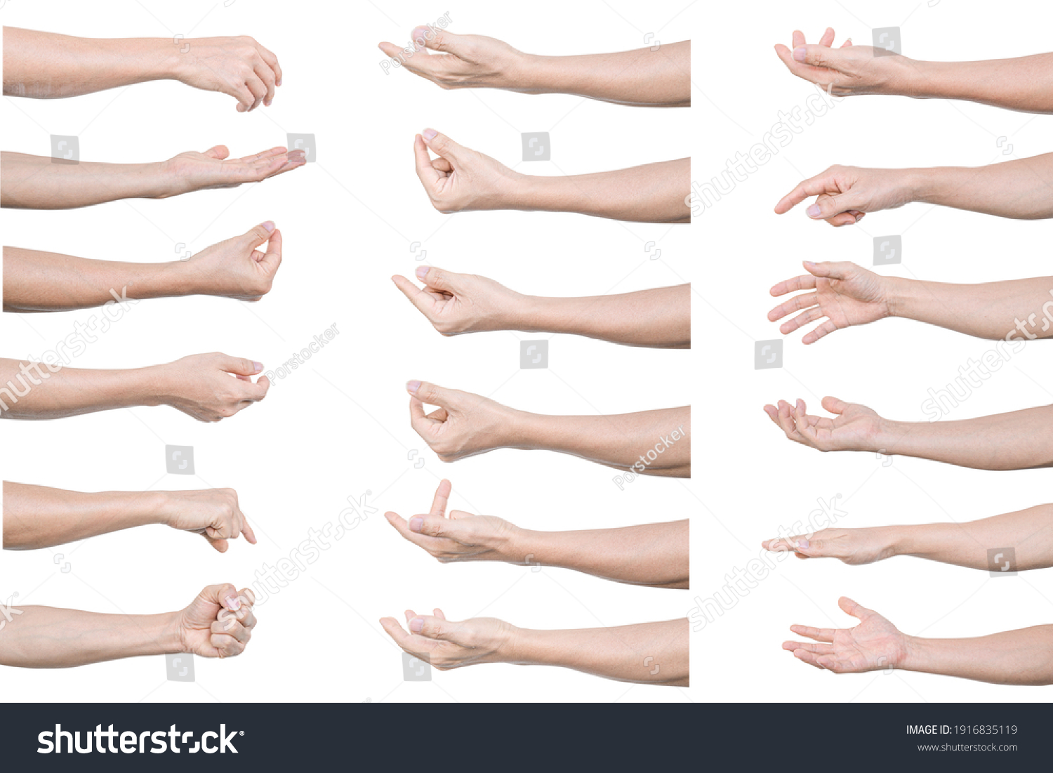 Multiple set of man hands gestures isolated on white background. with clipping path. #1916835119