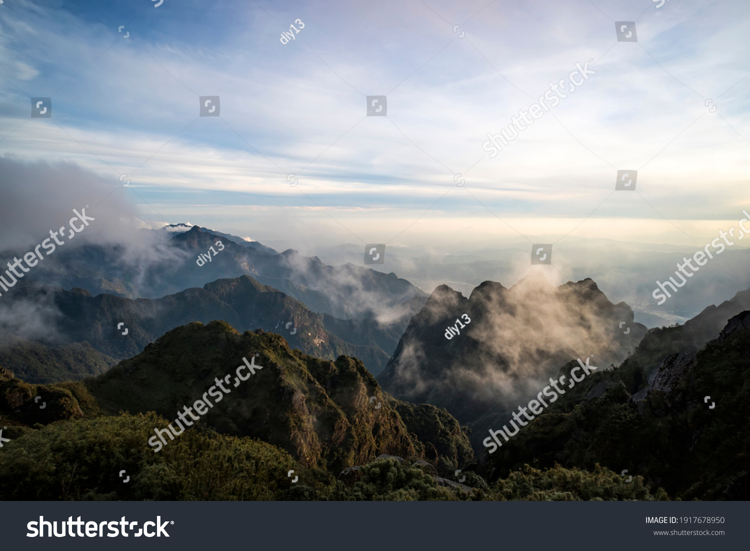 Fansipan mountain the highest mountain in the Indochinese Peninsula comprising Vietnam, Laos, and Cambodia, hence its nickname Roof of Indochina . Lao Cai, Vietnam. #1917678950