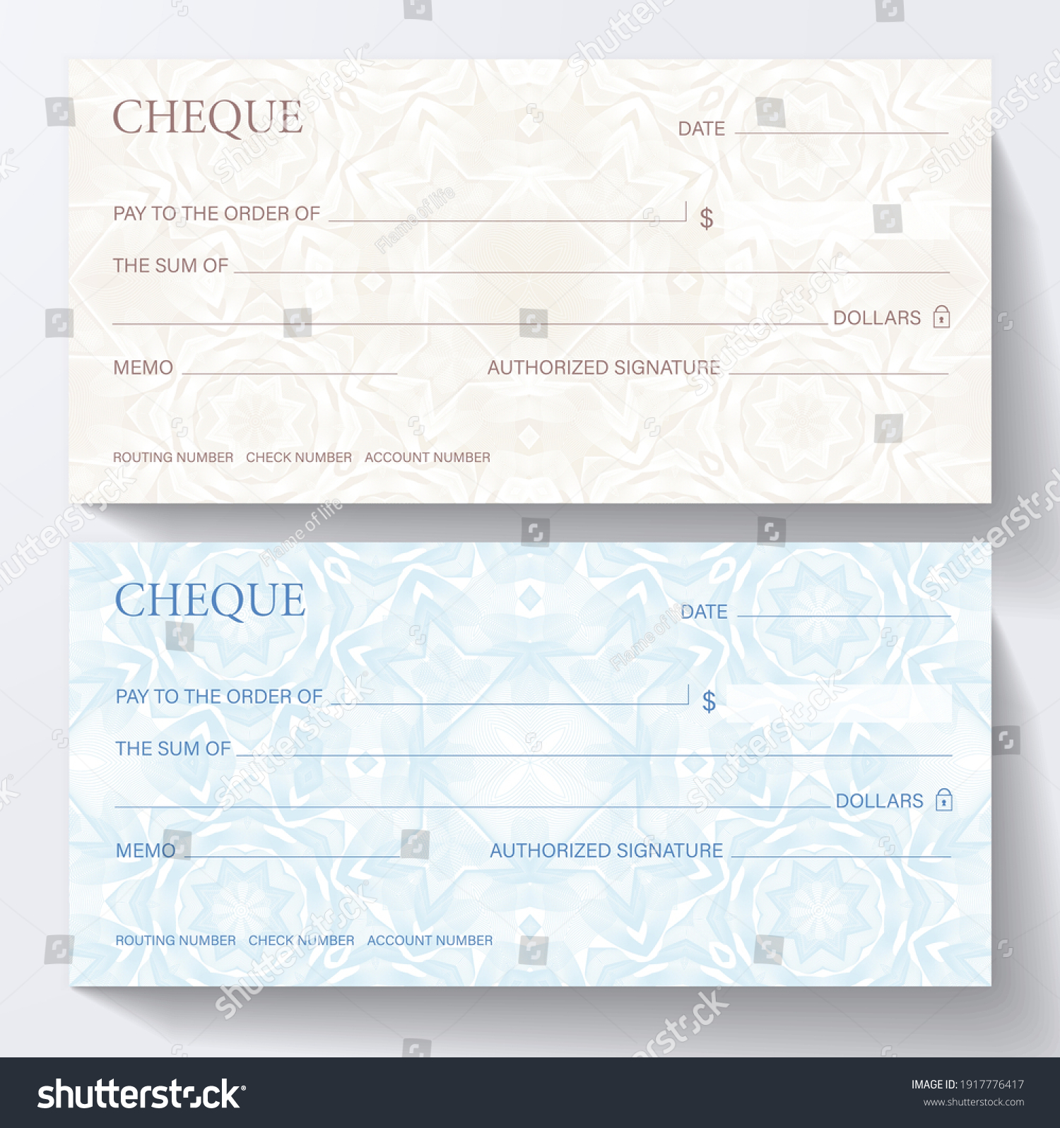Check, Cheque (Cheque book template). Guilloche - Royalty Free Stock ...