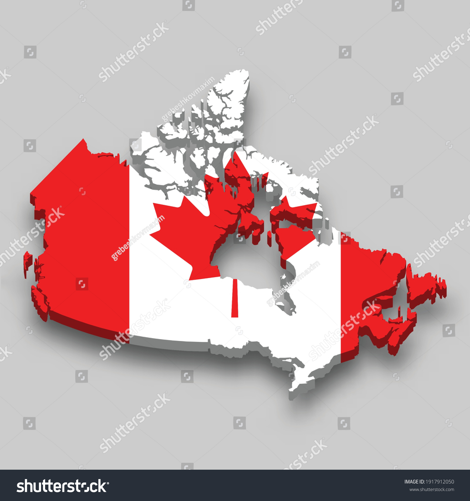 3d isometric Map of Canada with national flag. - Royalty Free Stock ...