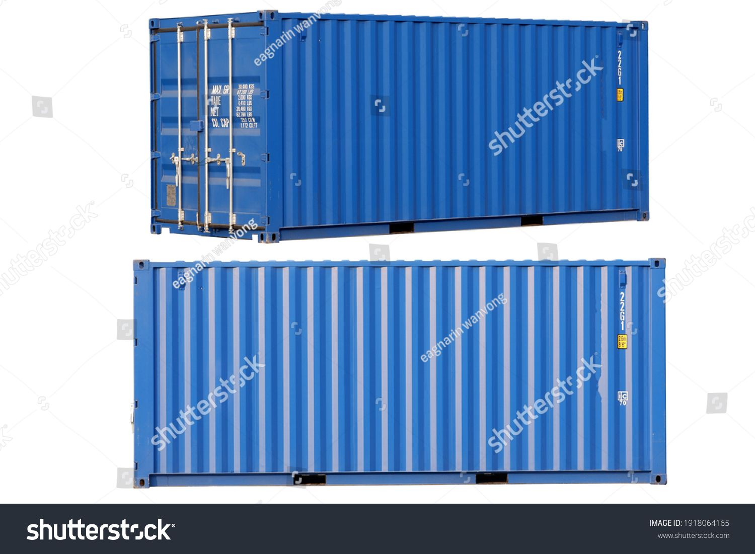 Blue container Cut the white background for easy use. #1918064165