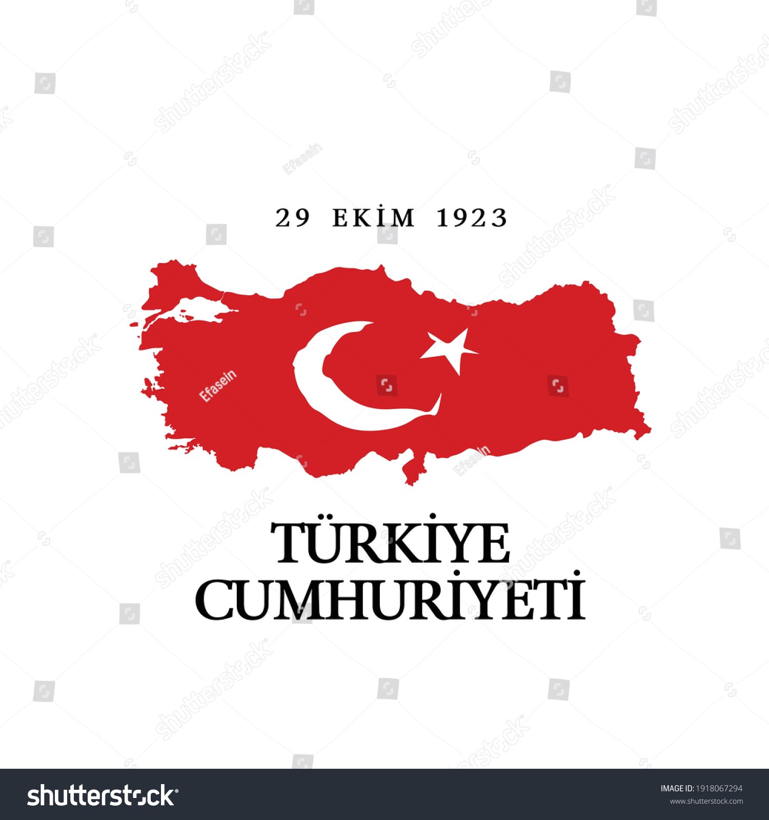 Türkiye Cumhuriyeti, Türkiye Bayrağı ve harita. Translation: Republic of Turkey, Turkey Flag and map. Vector
 #1918067294