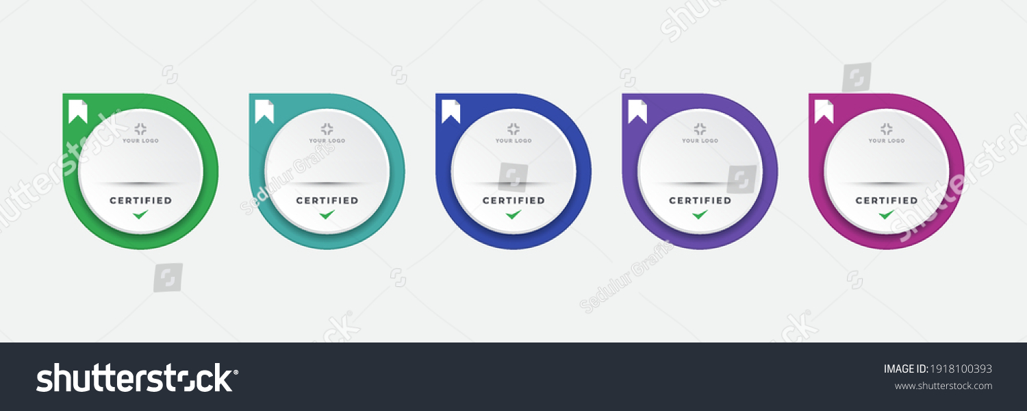 Certified digital badge logo design template. Future of IT certification for corporate project brand. Set modern icon vector illustration. #1918100393