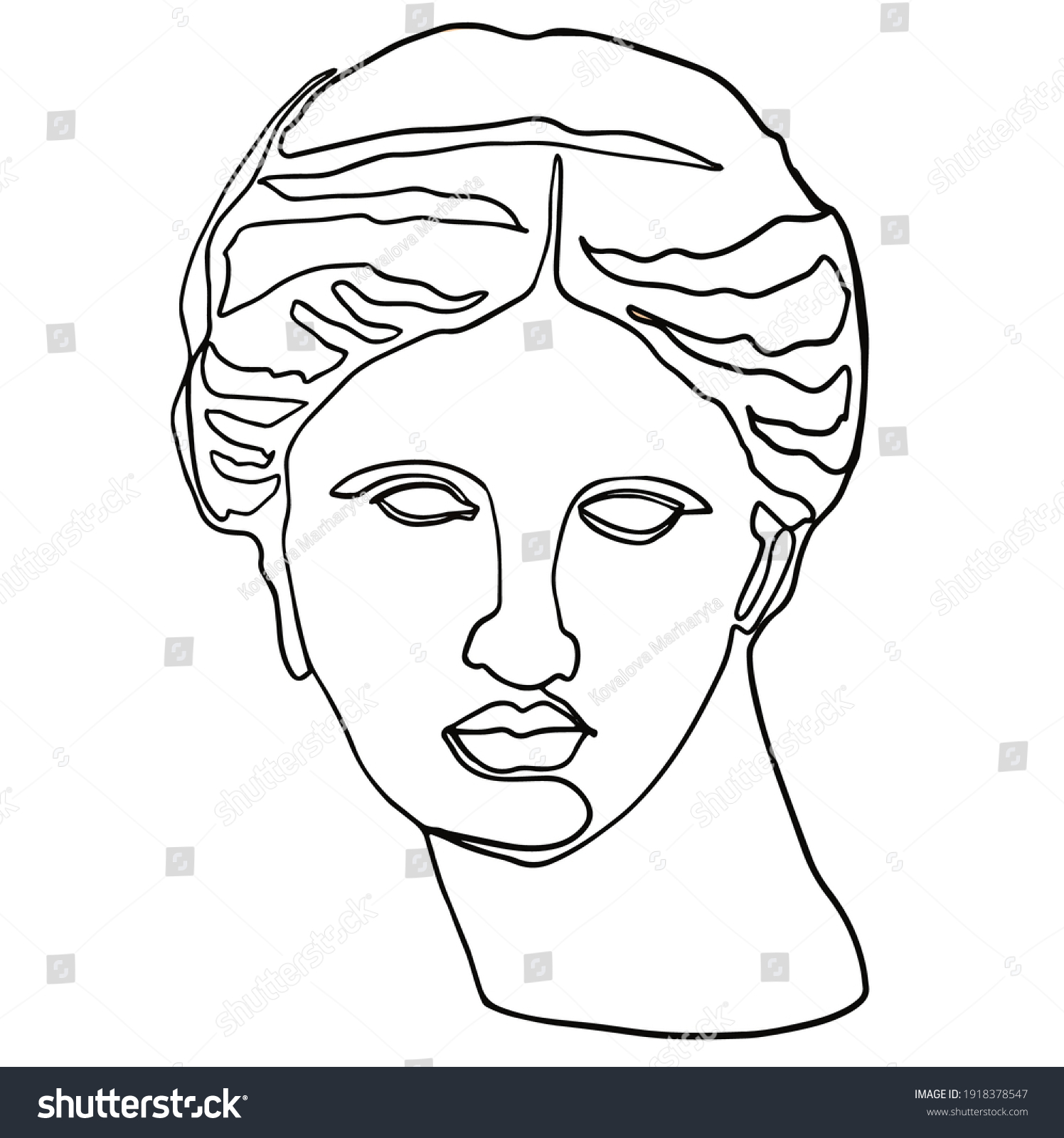 Venera head. Vector antique logo - statue. Ancient greek or roman style elements. sculpture beautiful face. Venus illustration Venus statue icon Venus portrait statue of Venus female statue #1918378547