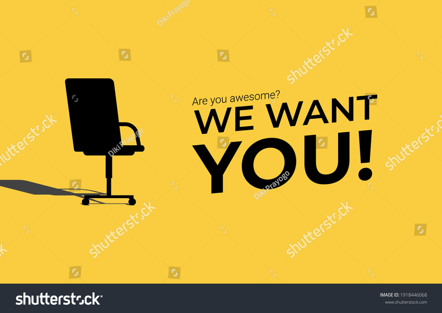 We're hiring concept. Minimal business recruiting announcement with office chair symbol. #1918446068