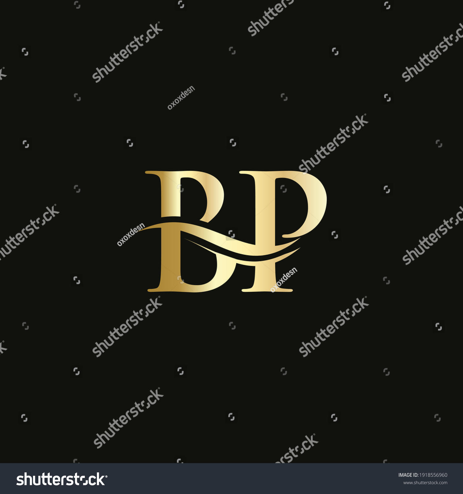 Premium Letter BP Logo Design with water wave - Royalty Free Stock ...