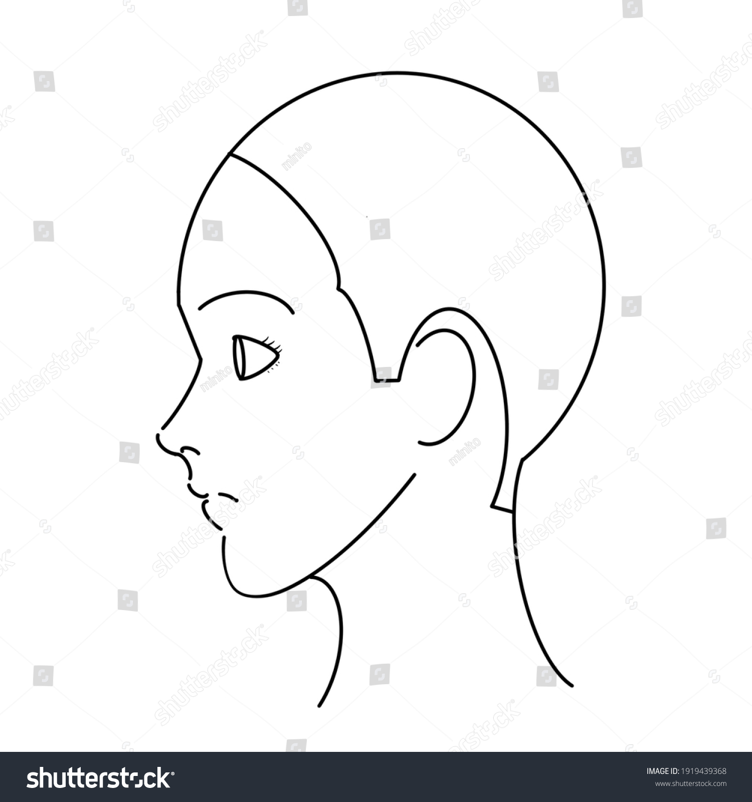 head sheets template sketch hair - Royalty Free Stock Photo 1919439368 ...