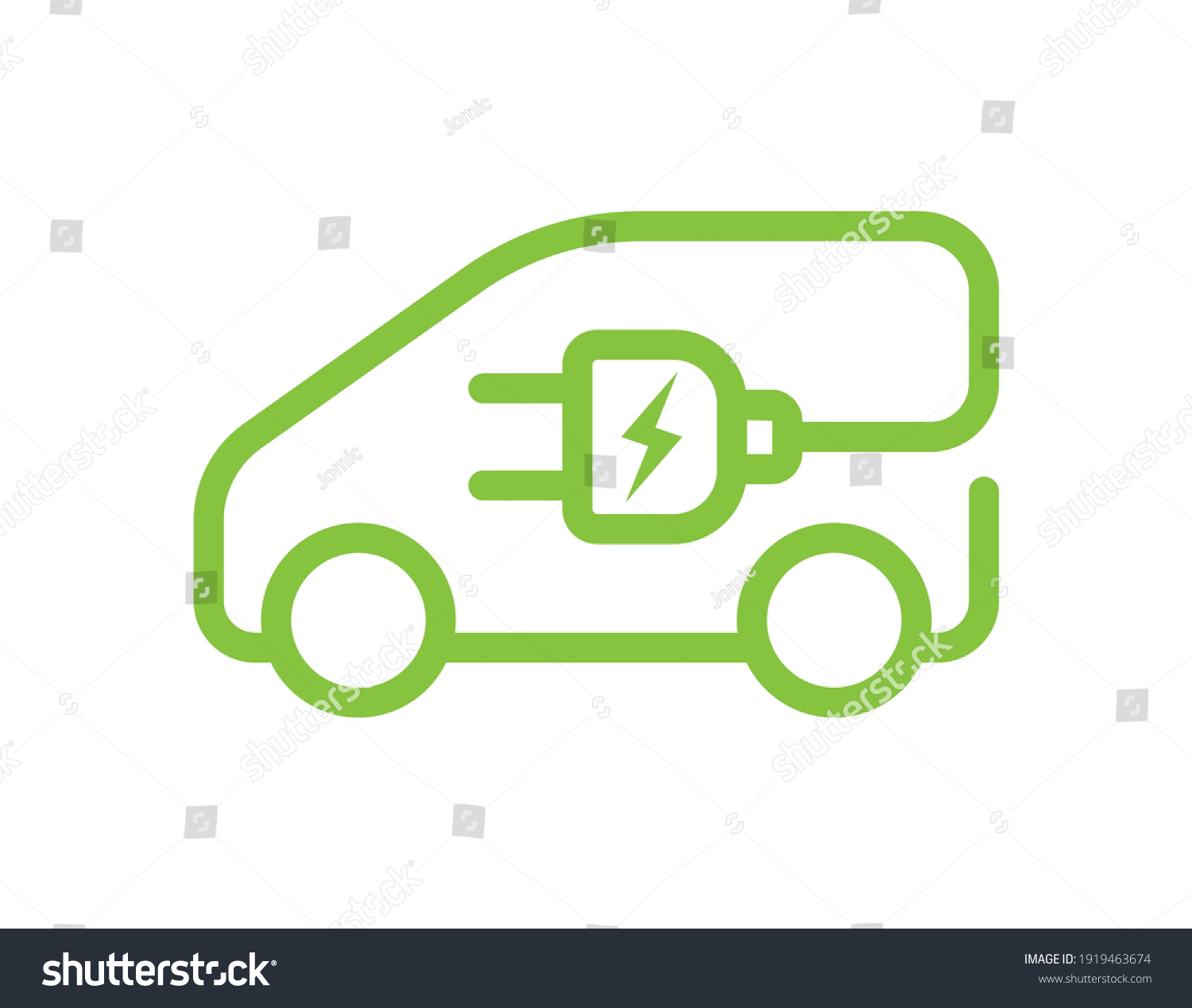 Electric Car With Plug Icon Symbol EV Car Royalty Free Stock Vector