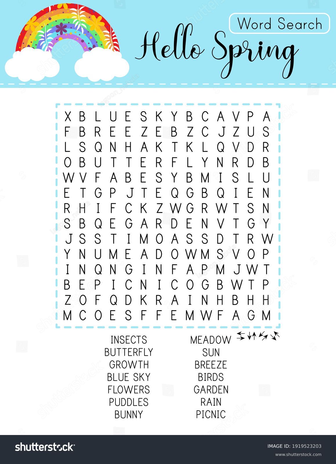 spring-word-search-puzzle-with-rainbow-logic-royalty-free-stock