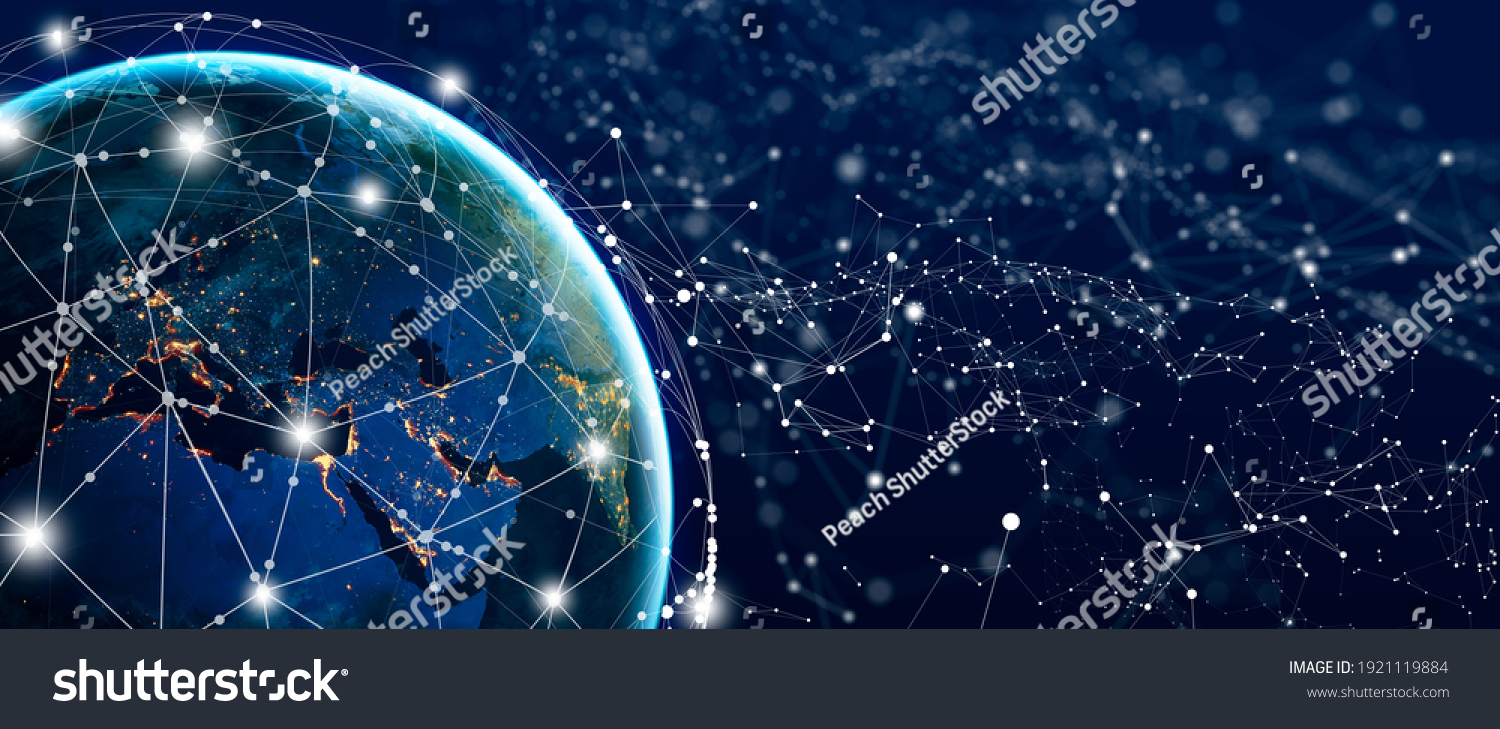 Global Social Network and Business Connection Concept. Future of the internet and technology. Elements furnished by NASA. Copy space. #1921119884