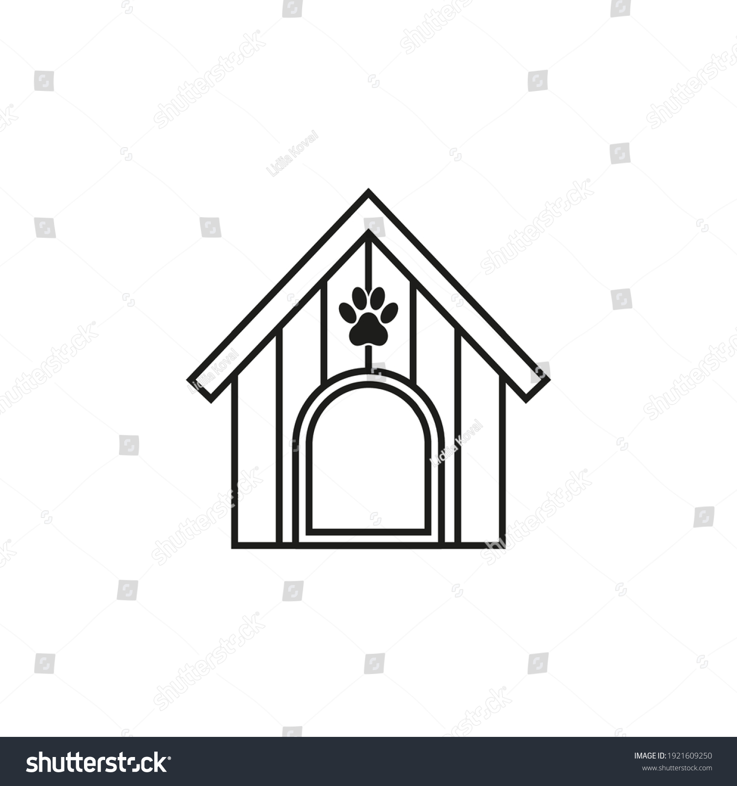 Wooden dog house icon. Vector. Line style. - Royalty Free Stock Vector ...