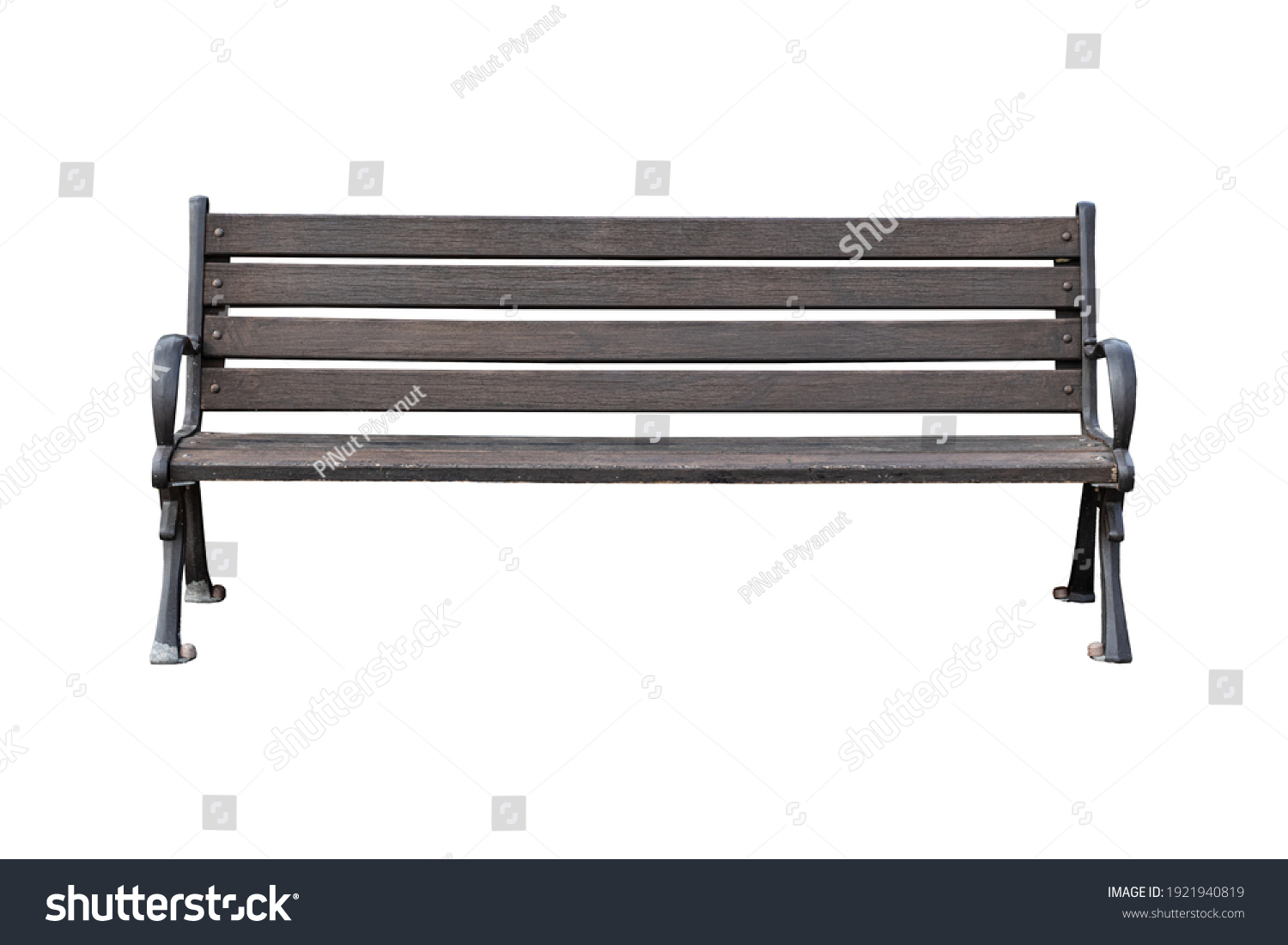 Old bench cut isolated on white background #1921940819