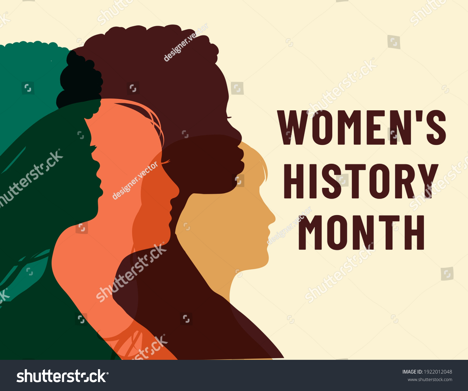 Womens History Month. Women's day. Poster with different women. 8 march #1922012048