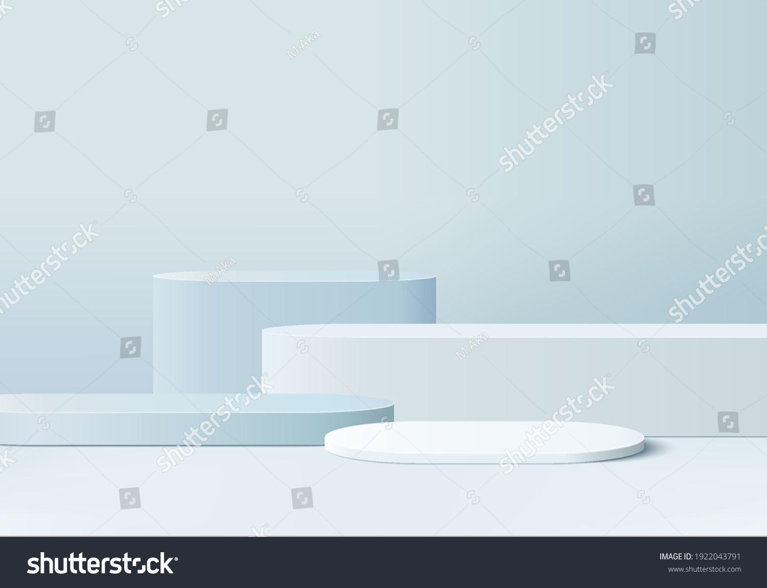 products display 3d background podium scene with shape geometric platform. background vector 3d rendering with podium. display to show cosmetic products. Stage showcase on pedestal display blue studio #1922043791