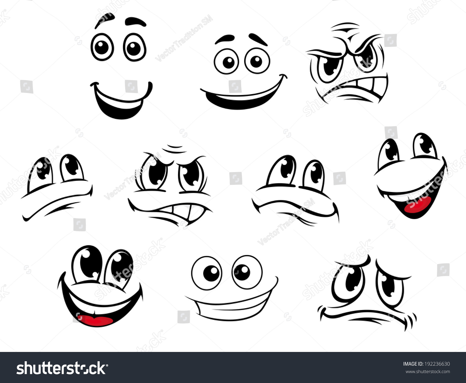 Cartoon faces set with different emotions for comics. Vector version also available in gallery #192236630