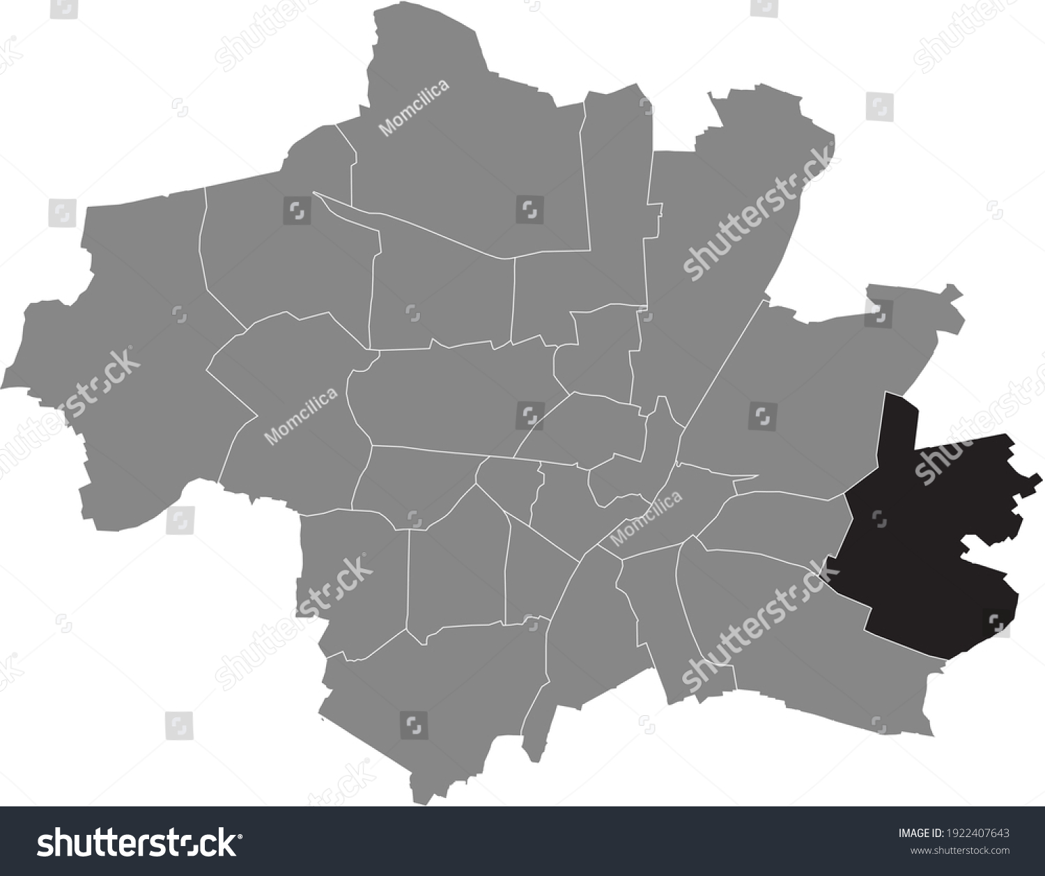 Black location map of the Münchner Trudering - Royalty Free Stock ...