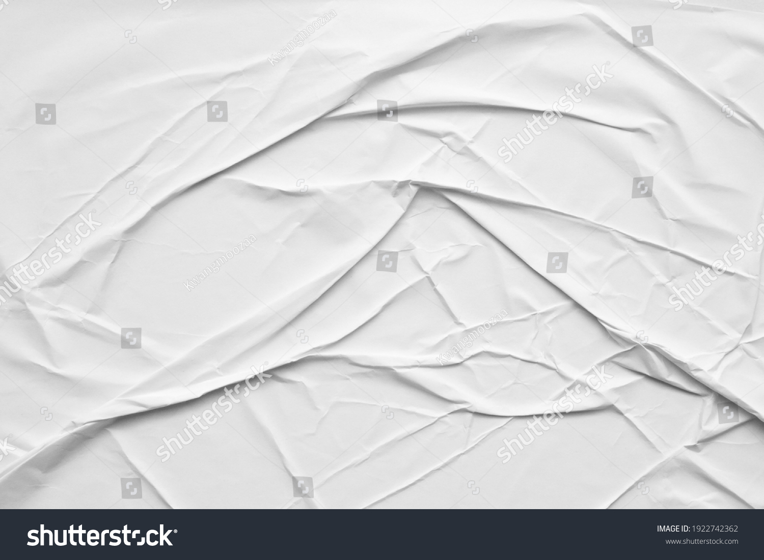 Blank white crumpled and creased paper poster texture background #1922742362