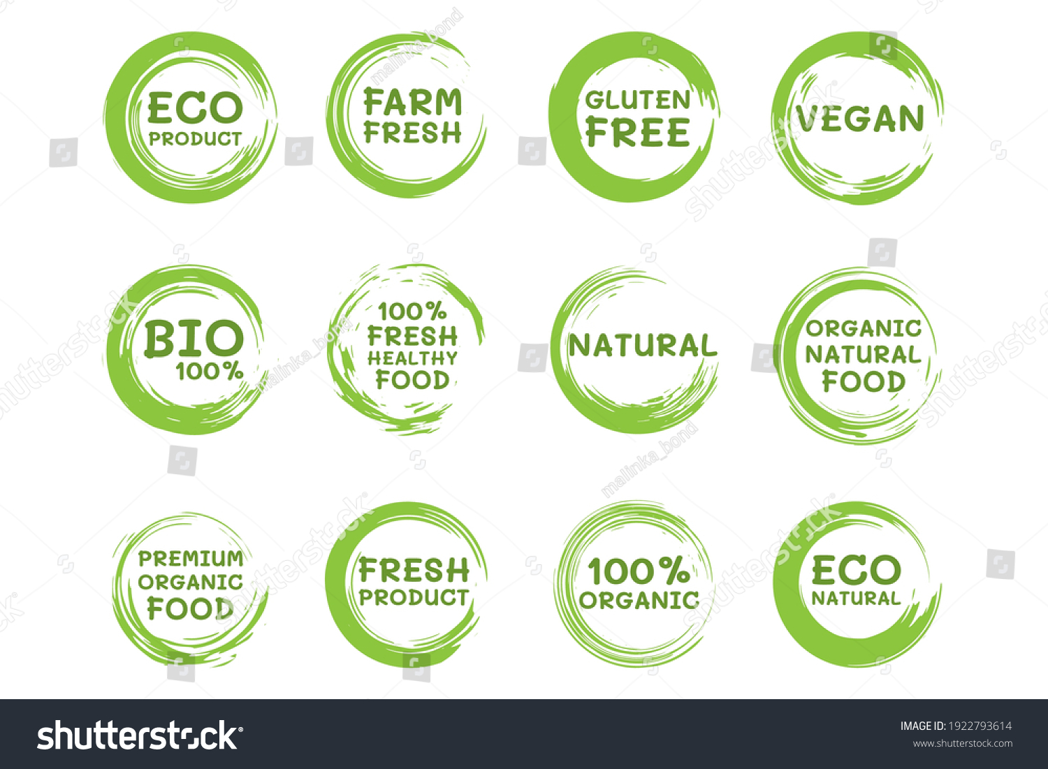 Organic Food Labels Fresh Vegetarian Products Royalty Free Stock