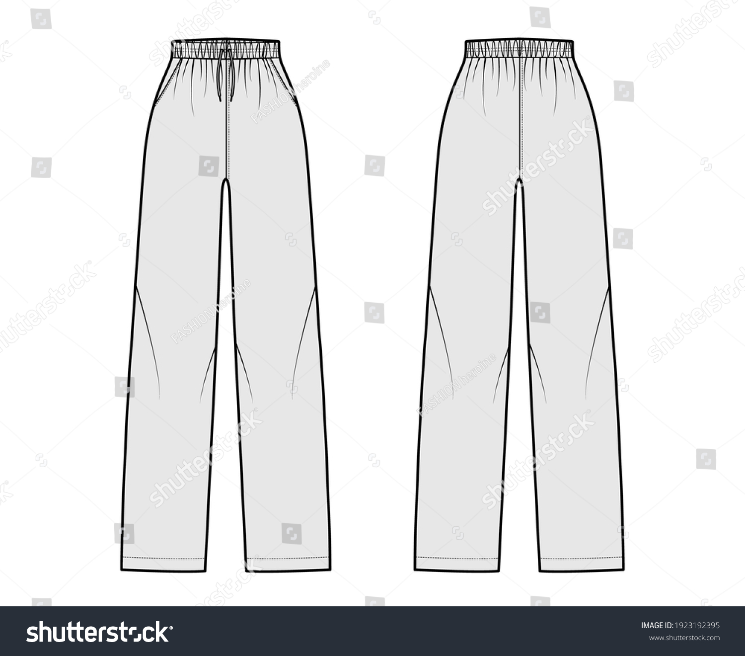 Pajama pants technical fashion illustration with - Royalty Free Stock ...