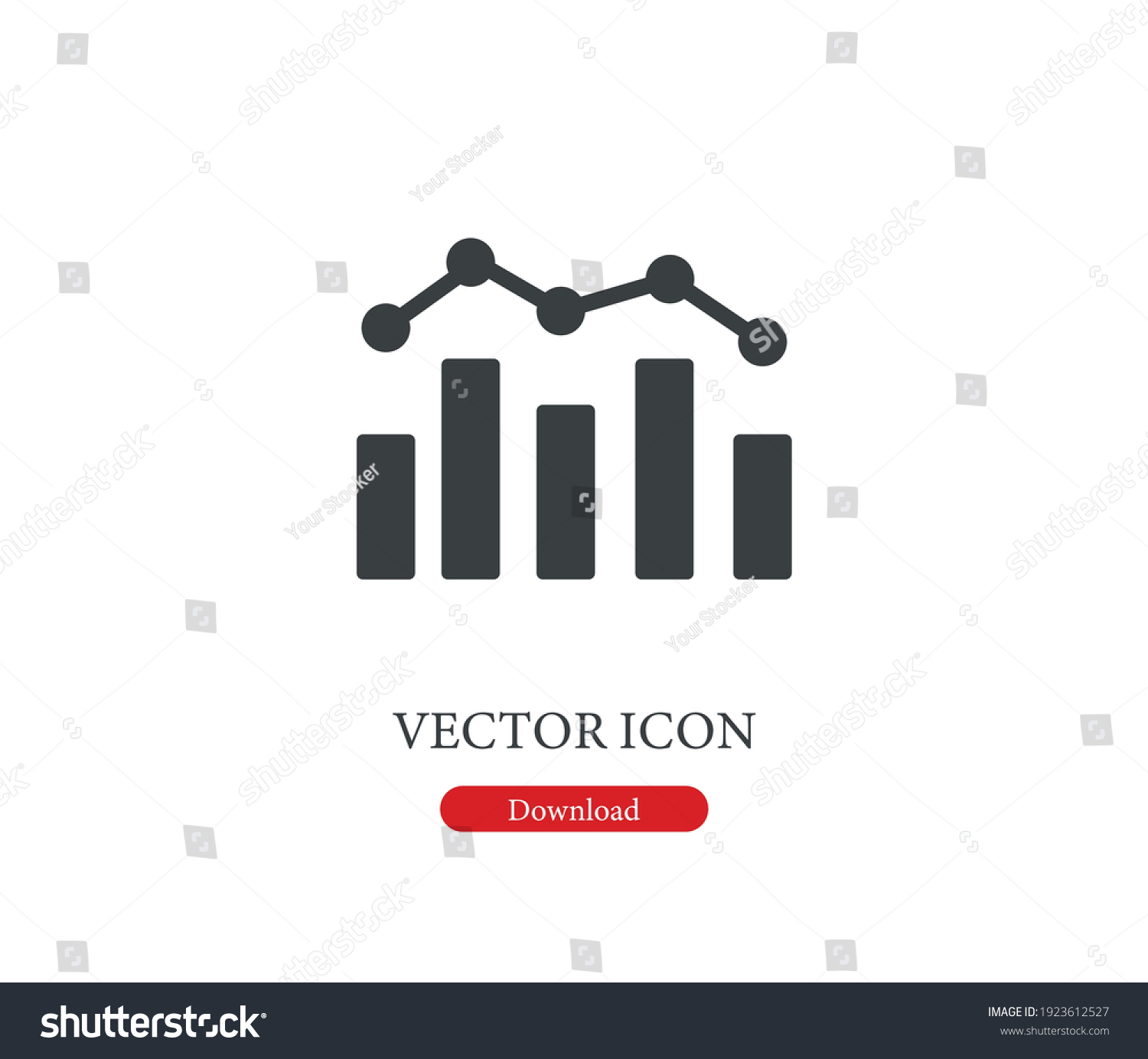 Bar chart and polyline vector icon. Editable - Royalty Free Stock ...