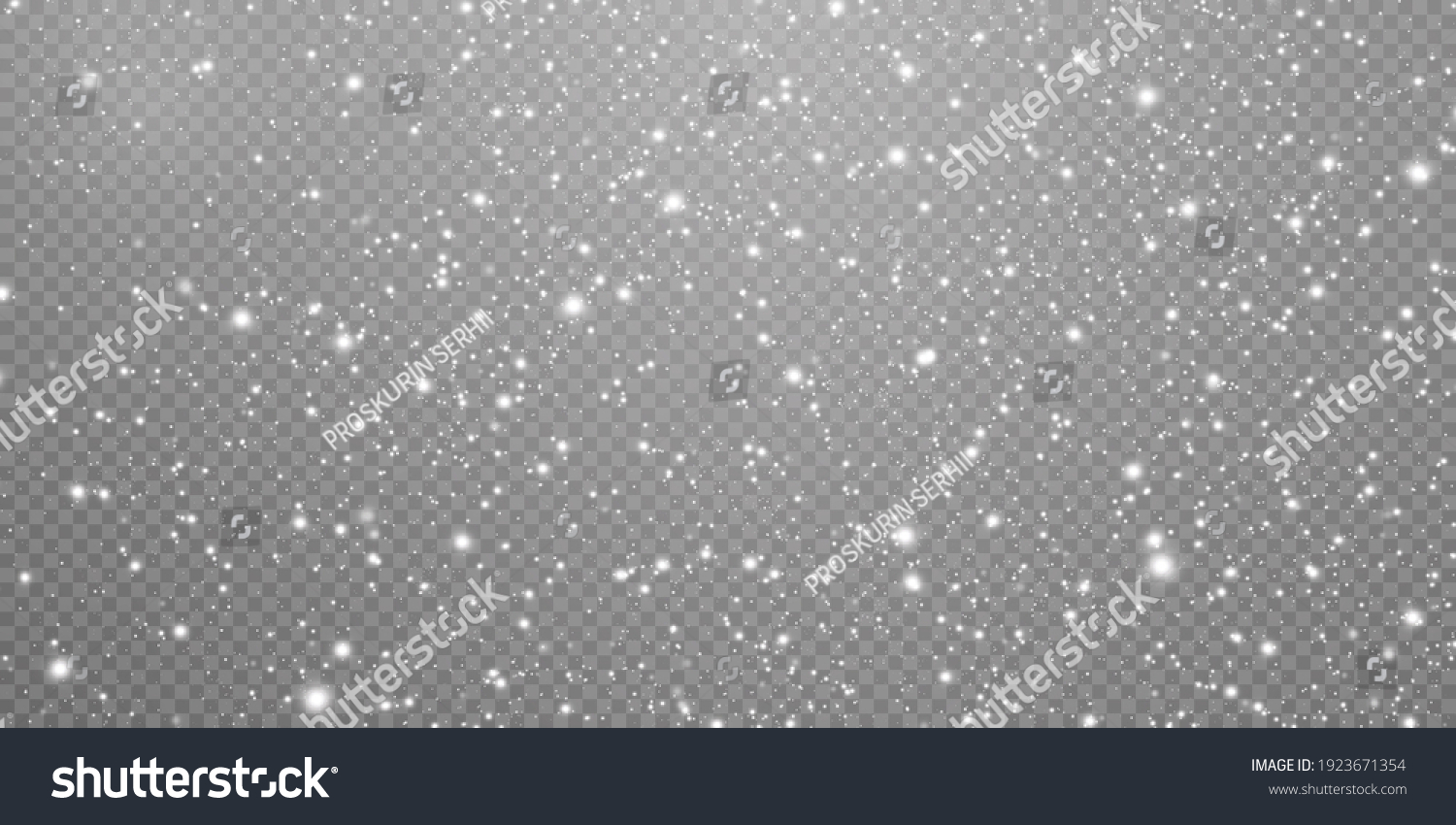 Abstract winter background from snowflakes blown by the wind on a white checkered background. White dust light png. #1923671354