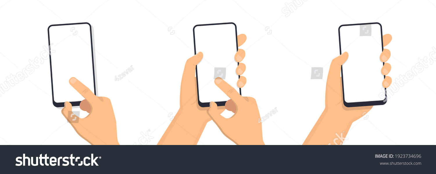 Hand holding smart phone. Flat design icon. Vector illustration #1923734696
