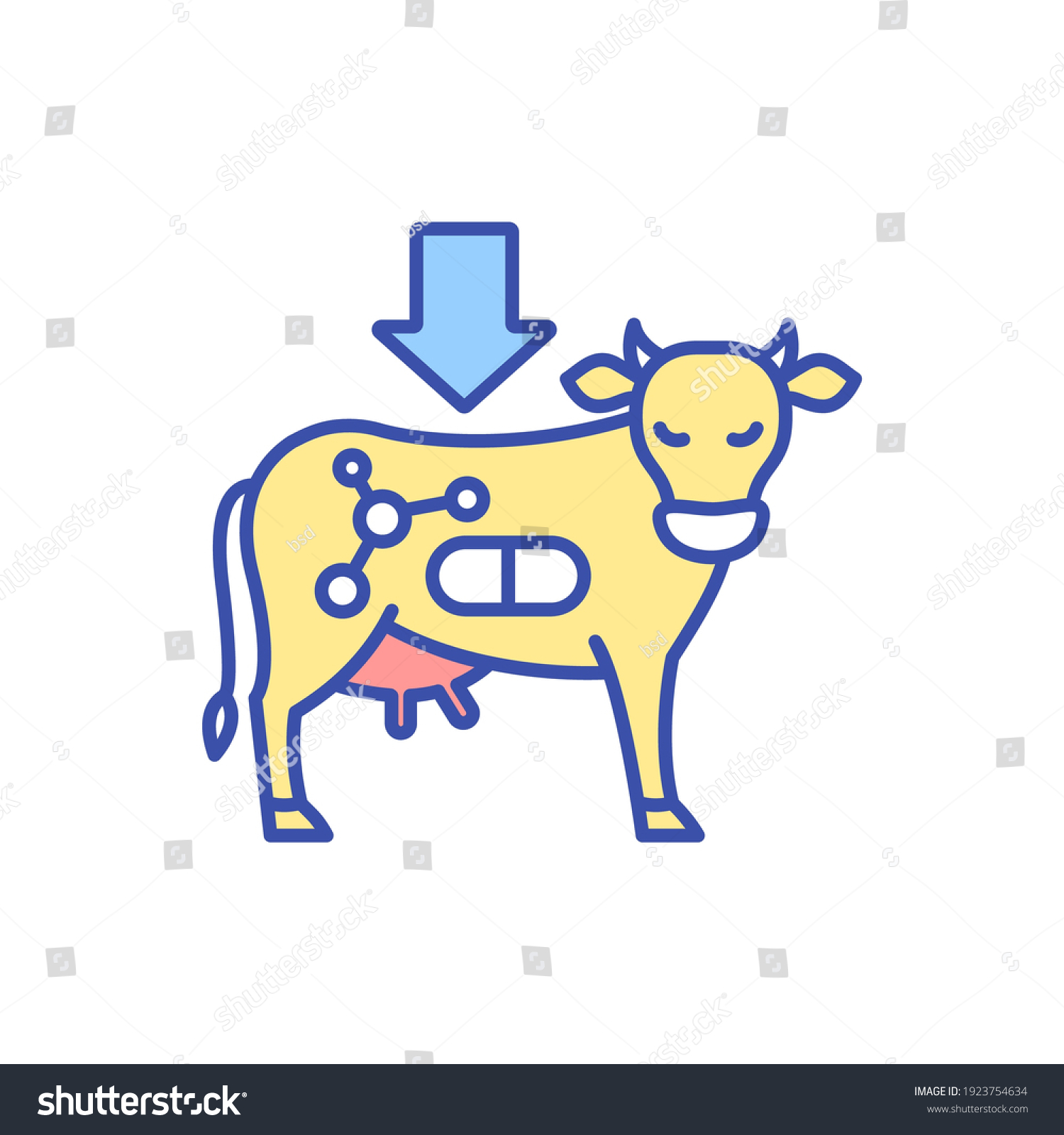 Growth hormones for cattle RGB color icon. Royalty Free Stock Vector