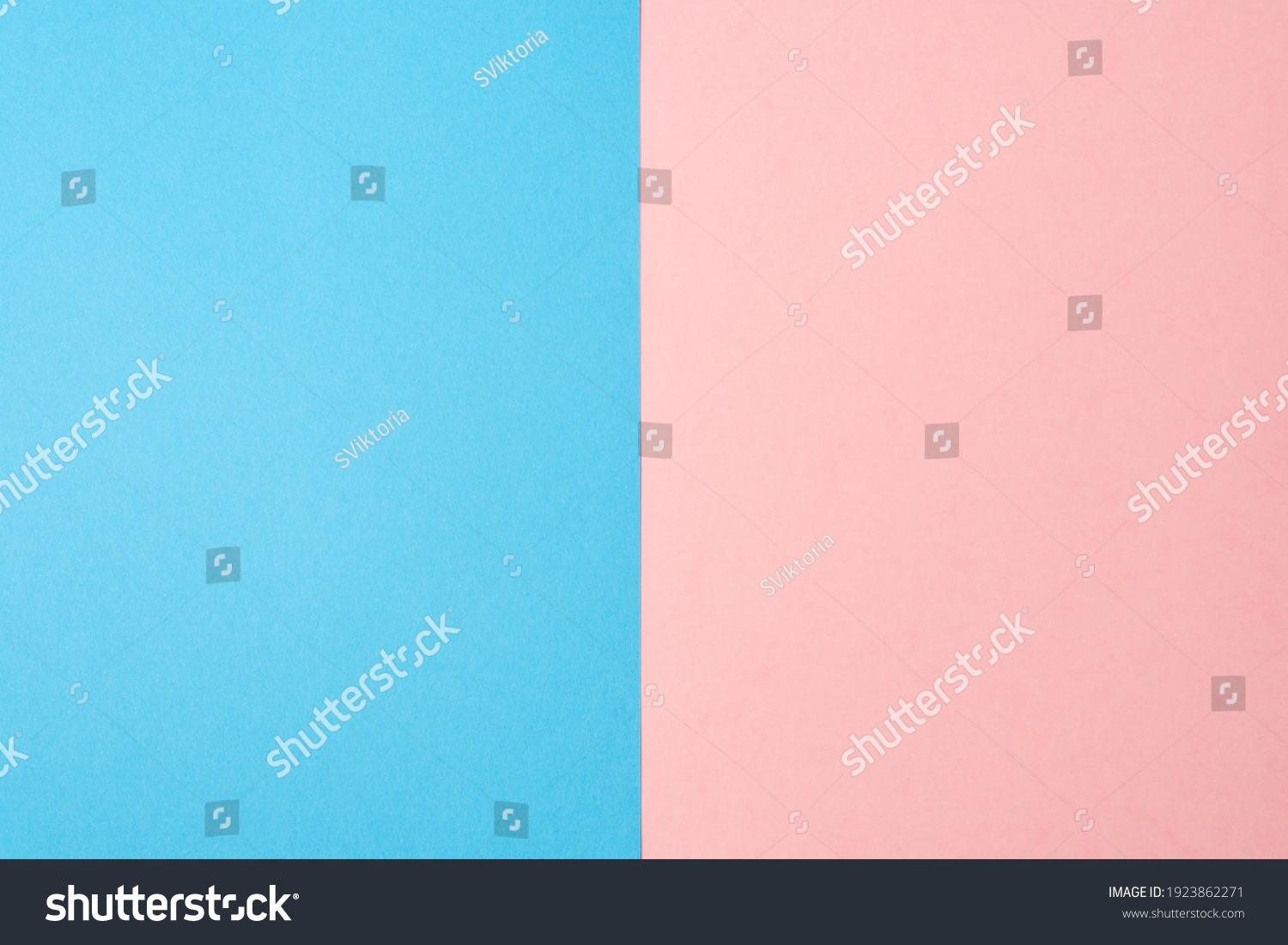 Background of two vertical rectangles blue and pink. Sheets of blank blue and pink paper split vertically. #1923862271