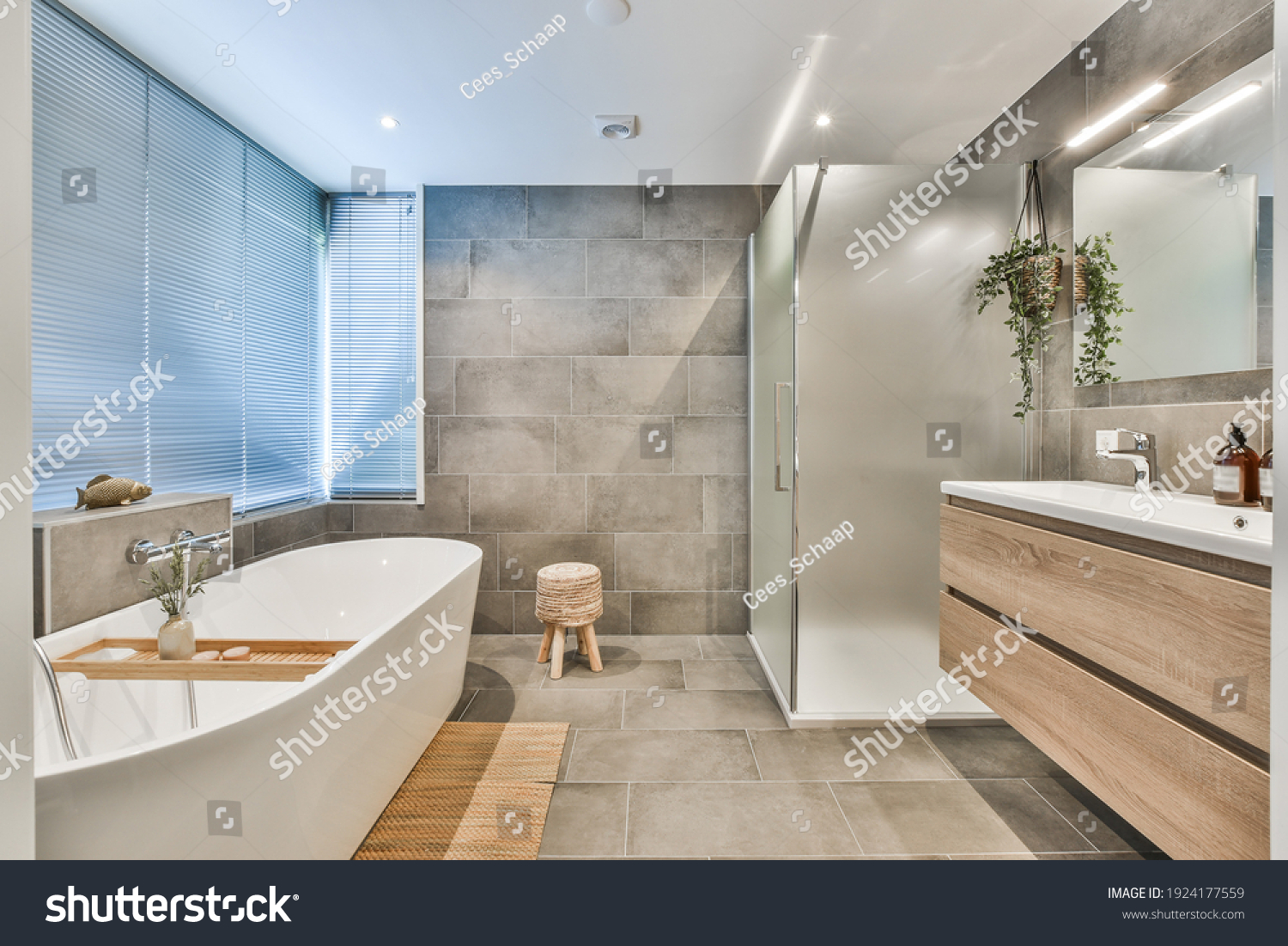 Bright elegant bathroom interior in a luxury house #1924177559
