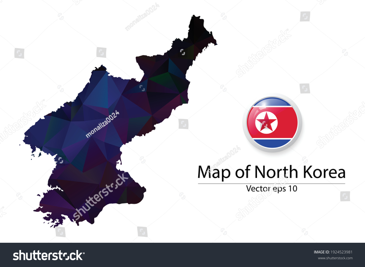 Abstract Polygon Map and Button Flag - Vector - Royalty Free Stock ...