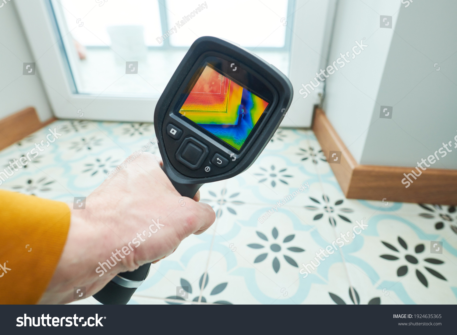thermal imaging camera inspection of window building. check heat loss #1924635365