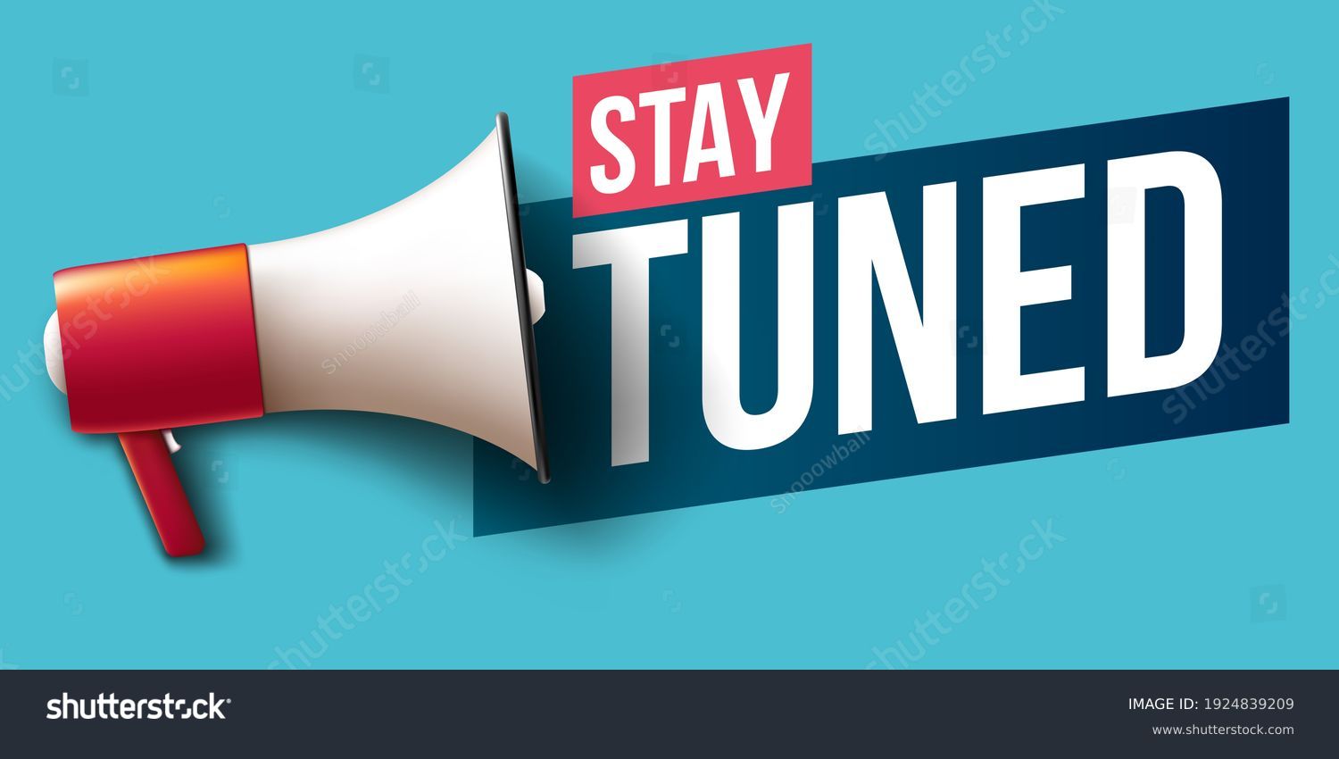 "Stay tuned" banner with megaphone #1924839209