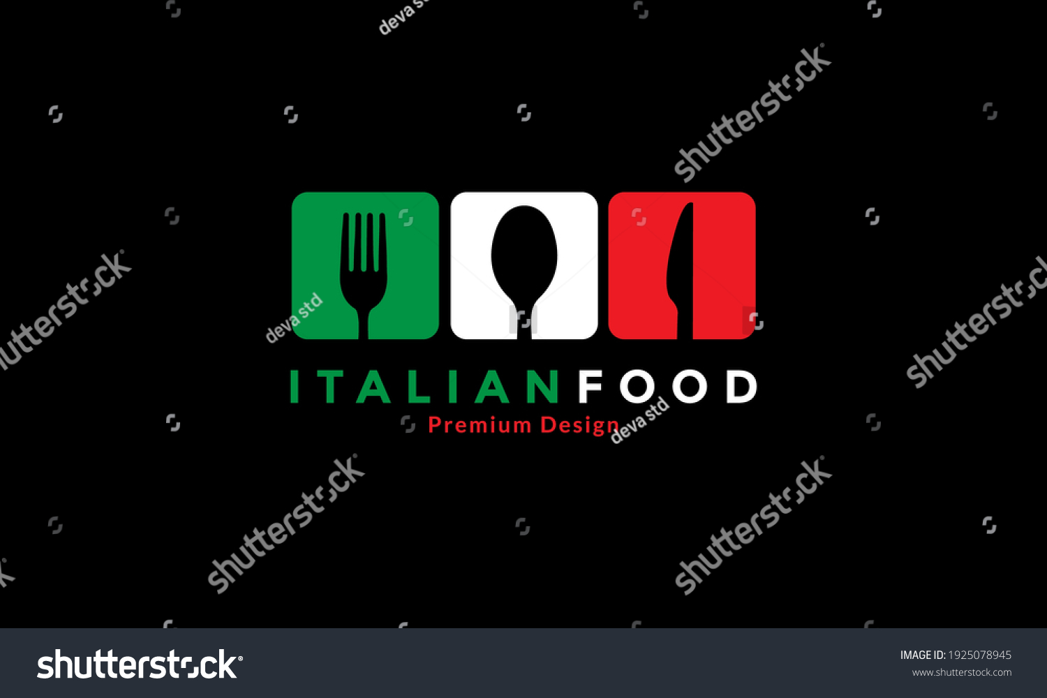flags color Italy with food spoon fork knife logo design vector icon symbol illustration #1925078945