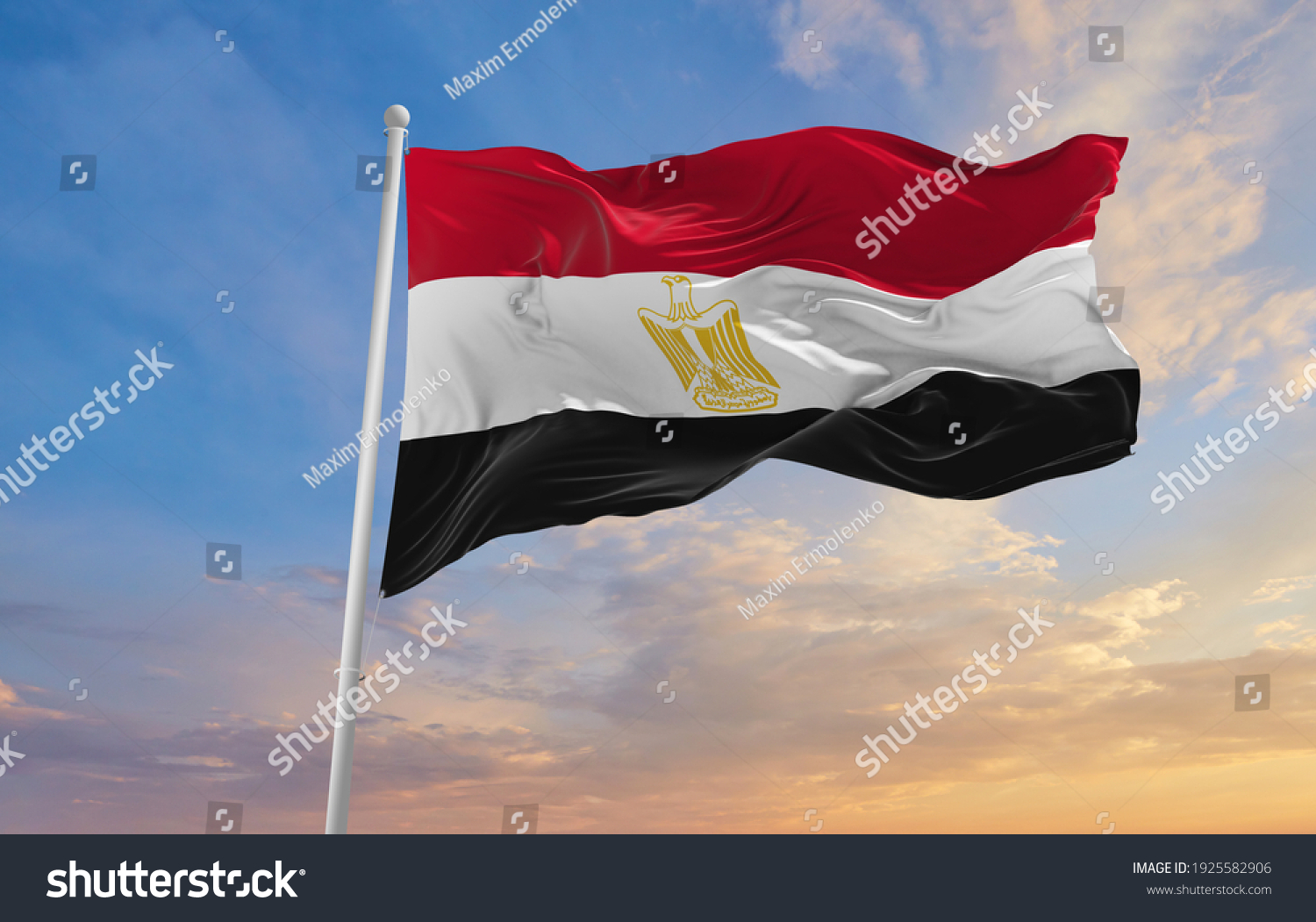 Large flag of Egypt waving in the wind #1925582906