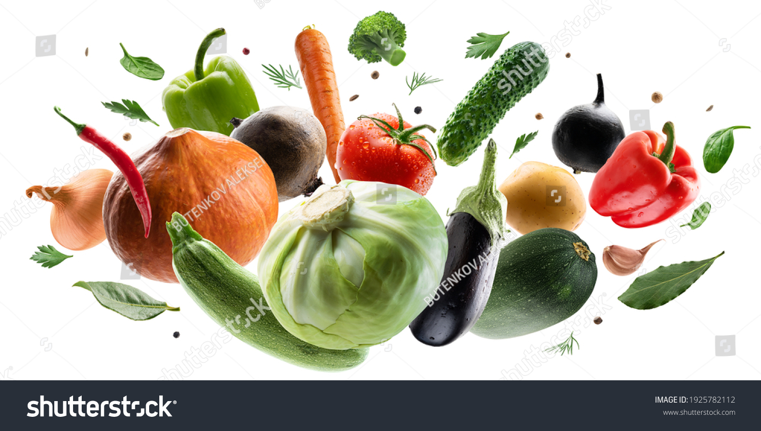 Large set of isolated vegetables on a white background #1925782112