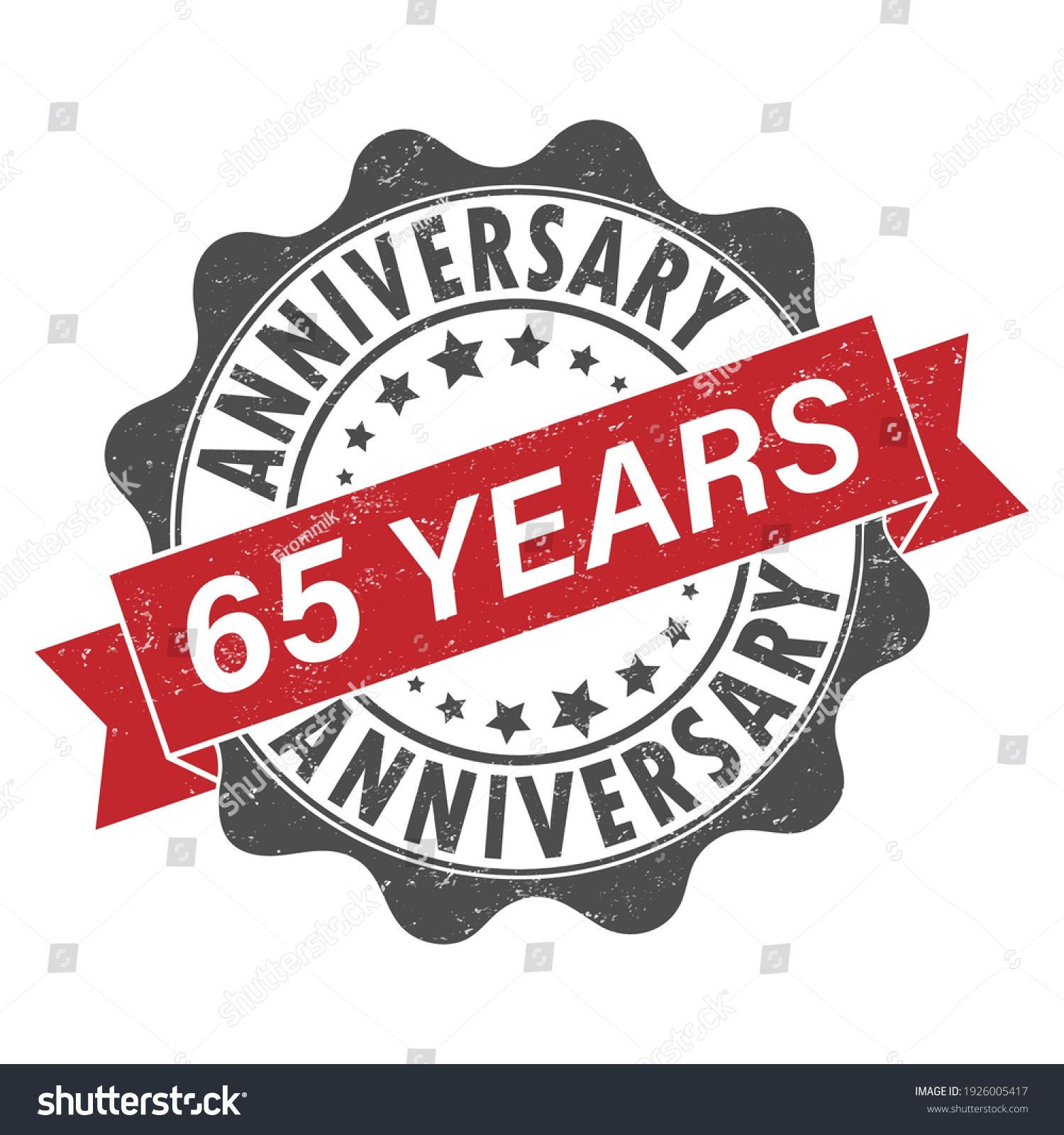 Stamp impression with the inscription 65 years - Royalty Free Stock ...