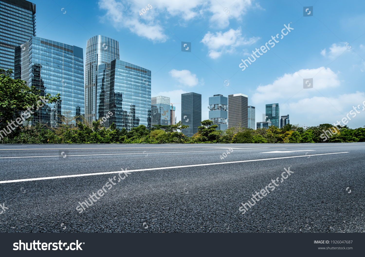 Highway skyline and city buildings #1926047687